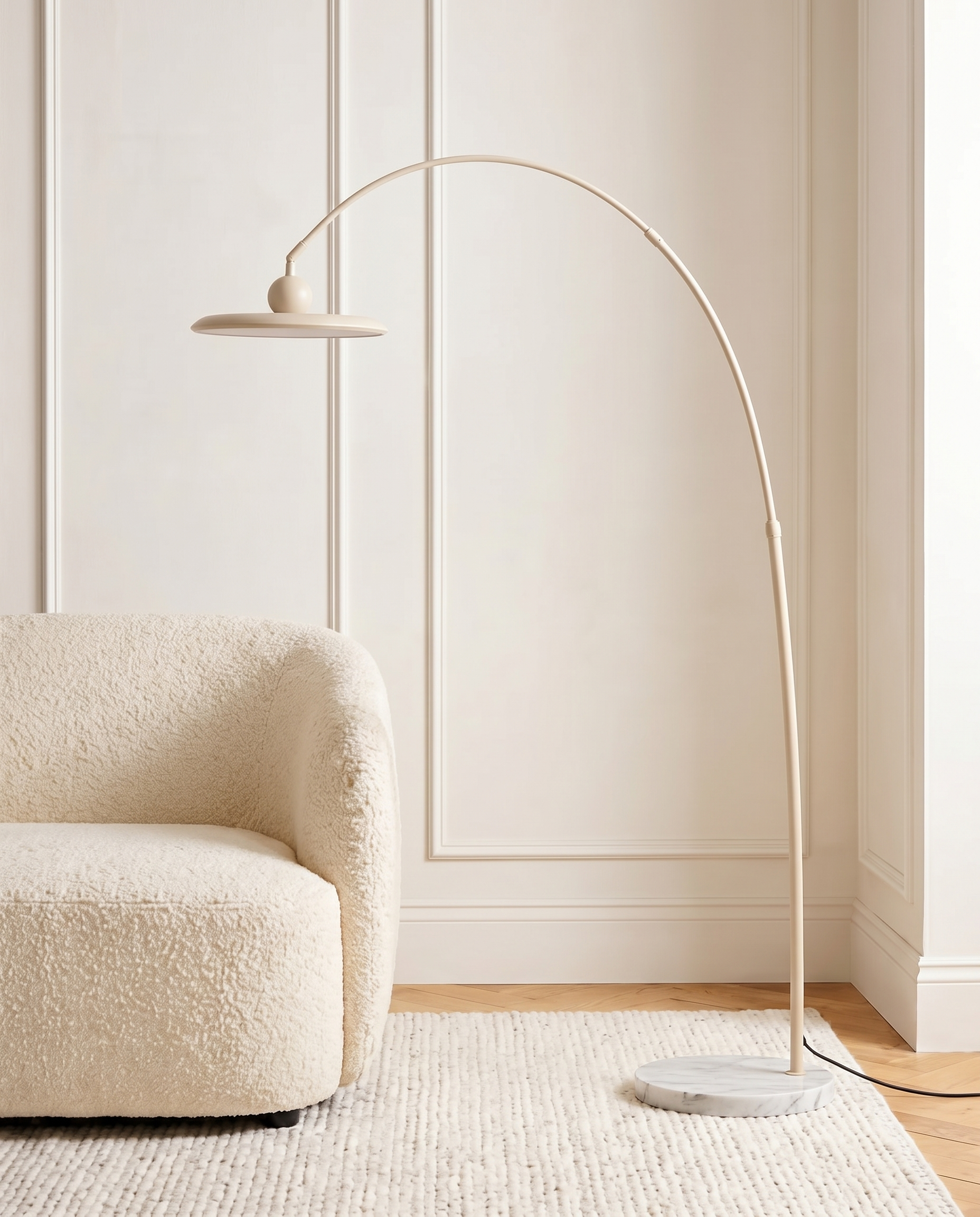 Beige corner floor lamp with dimmable LED