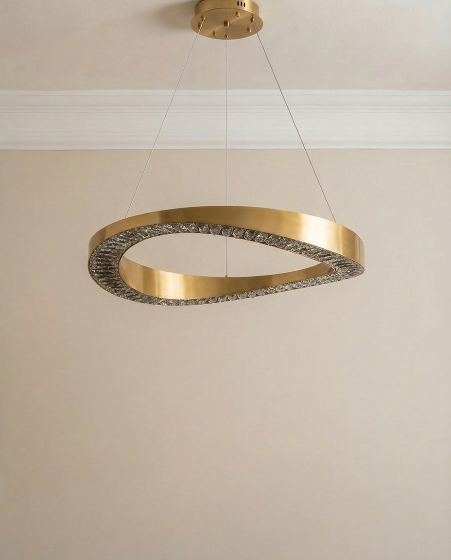 Crystal Steel Gold Chandelier — The Home Peck