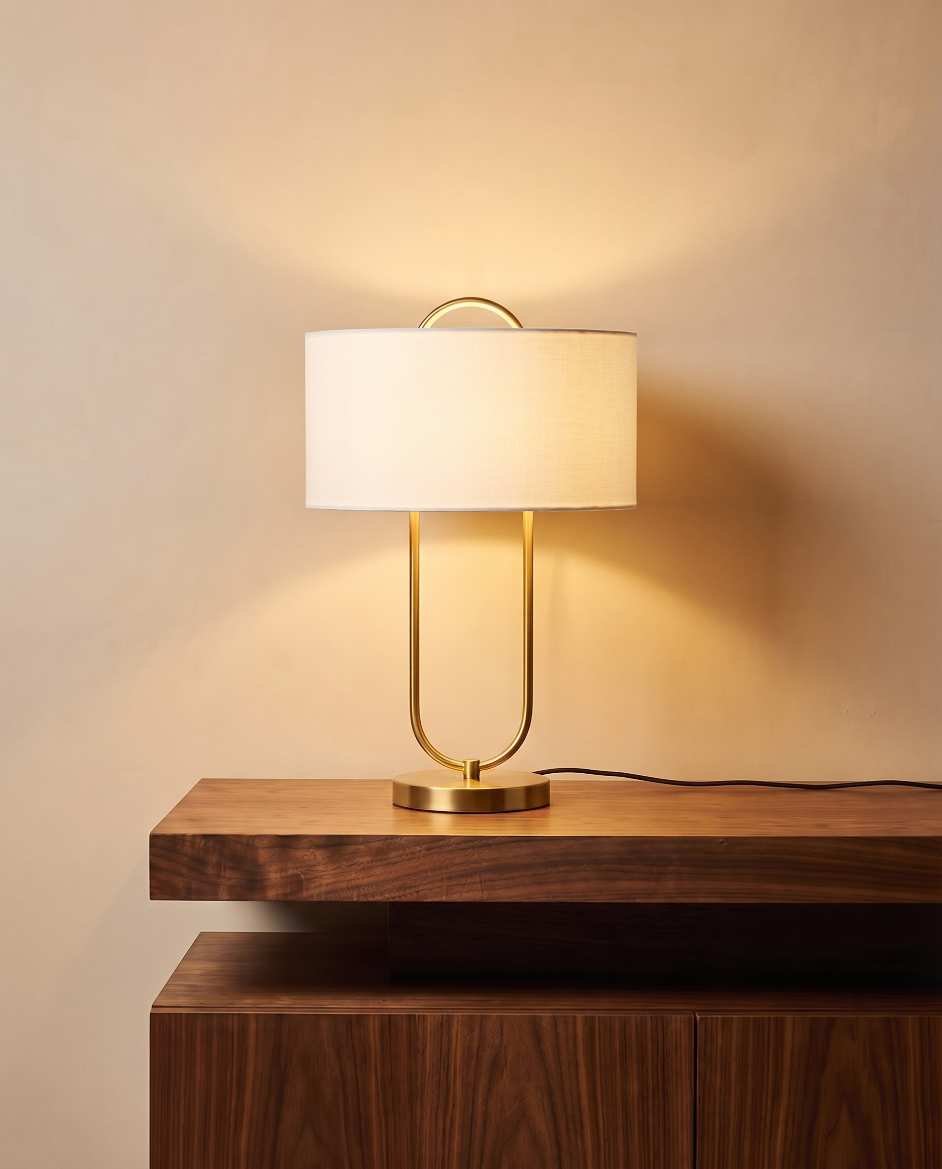 Gold fabric table lamp, detail