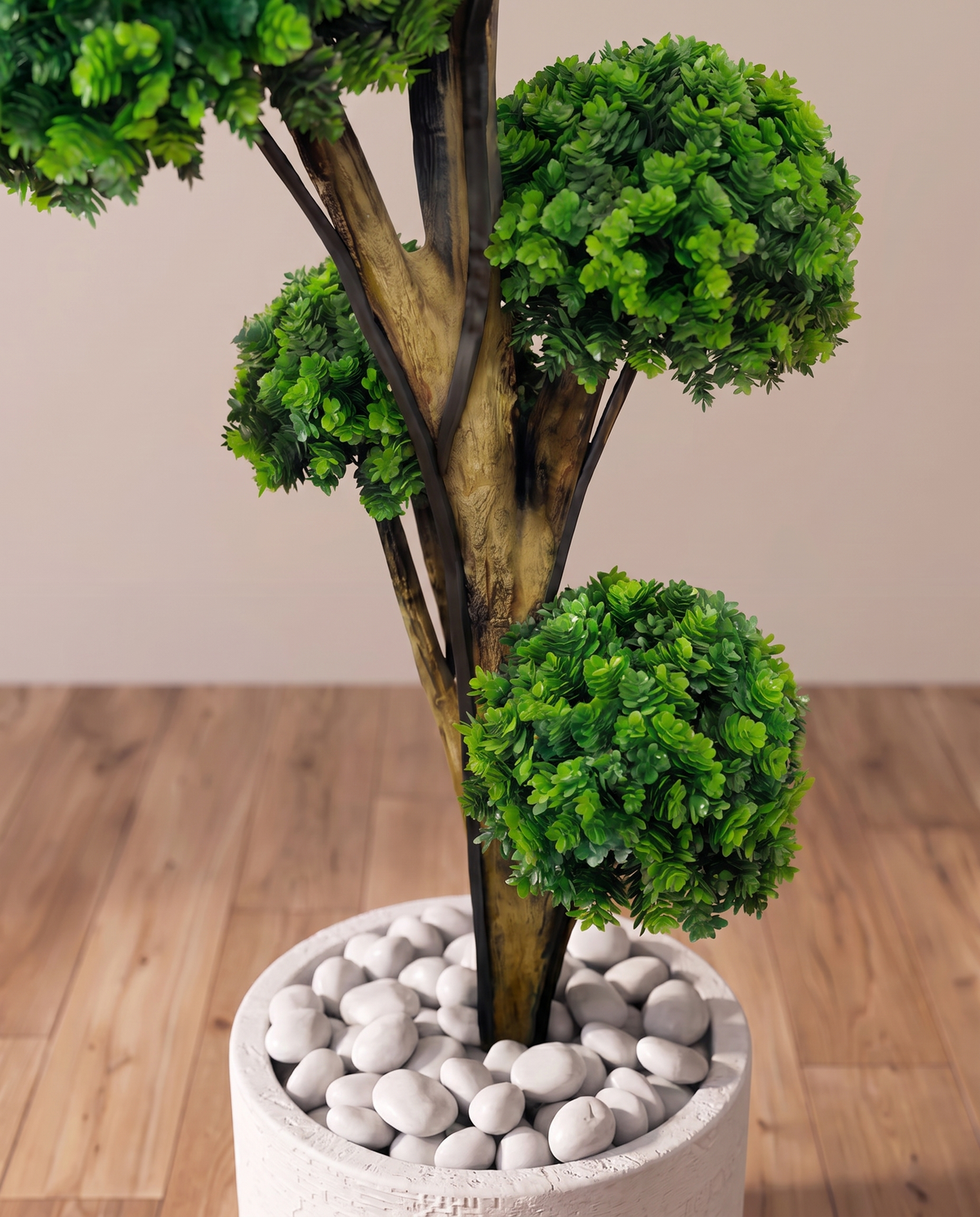 Artificial Boxwood Topiary Bonsai Tree with Wide Leaves