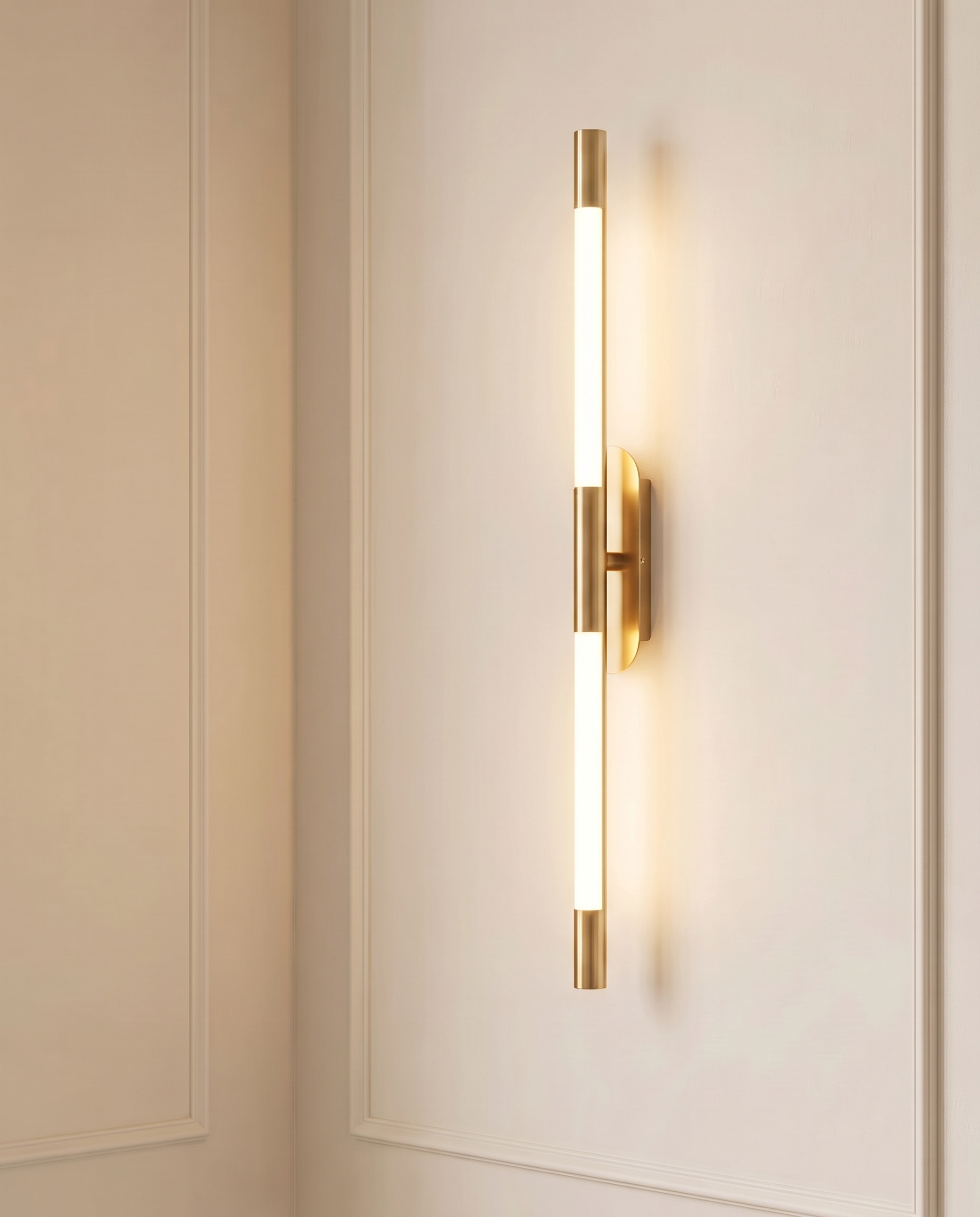 Golden Beam Linear Wall Light, detail view — The Home Peck