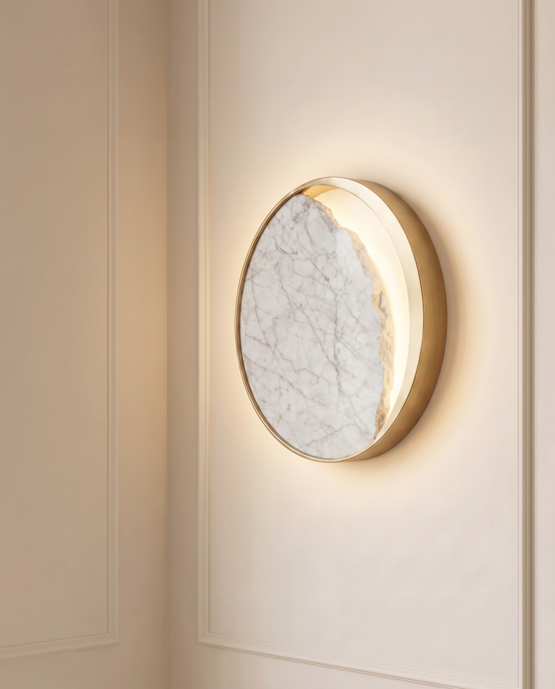 Marble Moon Gold Wall Light, detail view — The Home Peck
