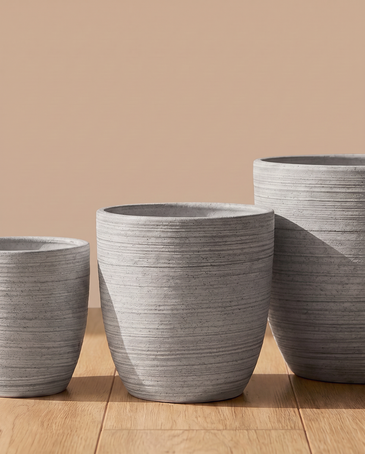 Ridged Grey Ceramic Planter – alternate view