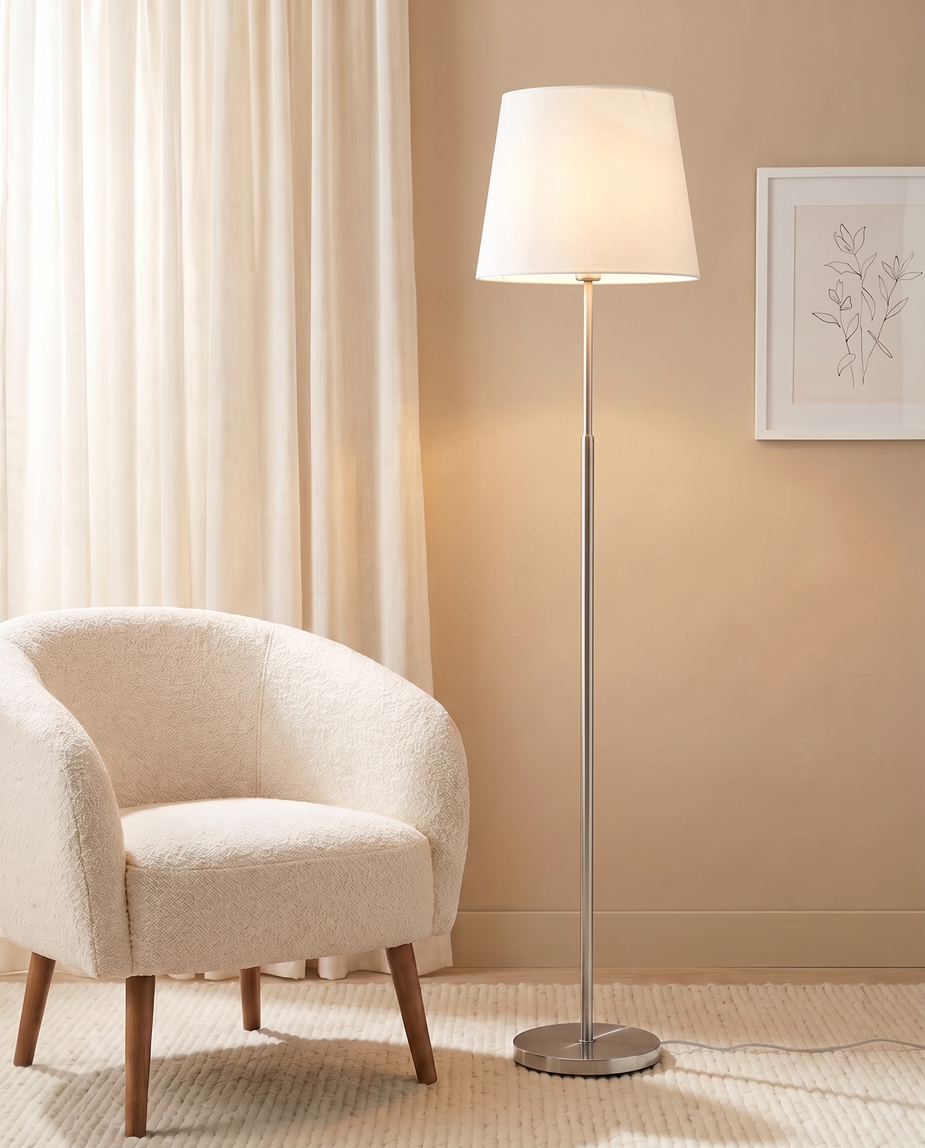 Silver floor lamp, detail