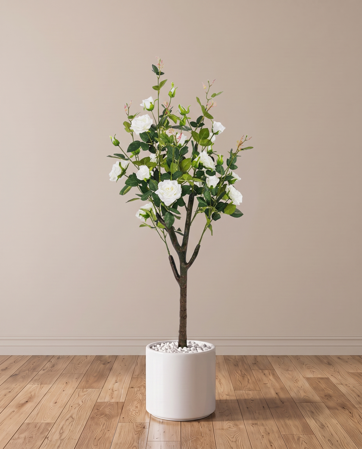 White Rose Flower Faux Plant