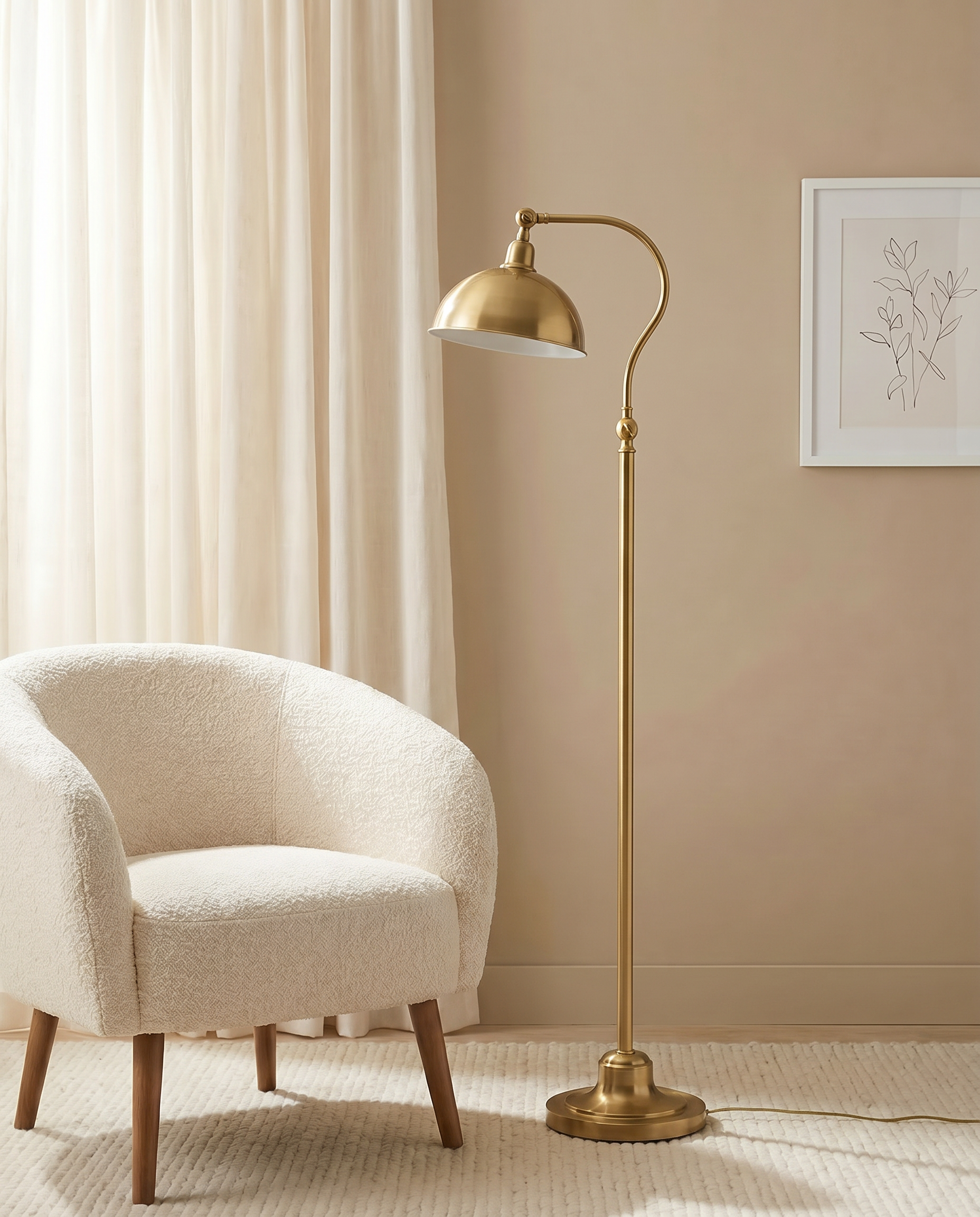 Slim gold floor lamp