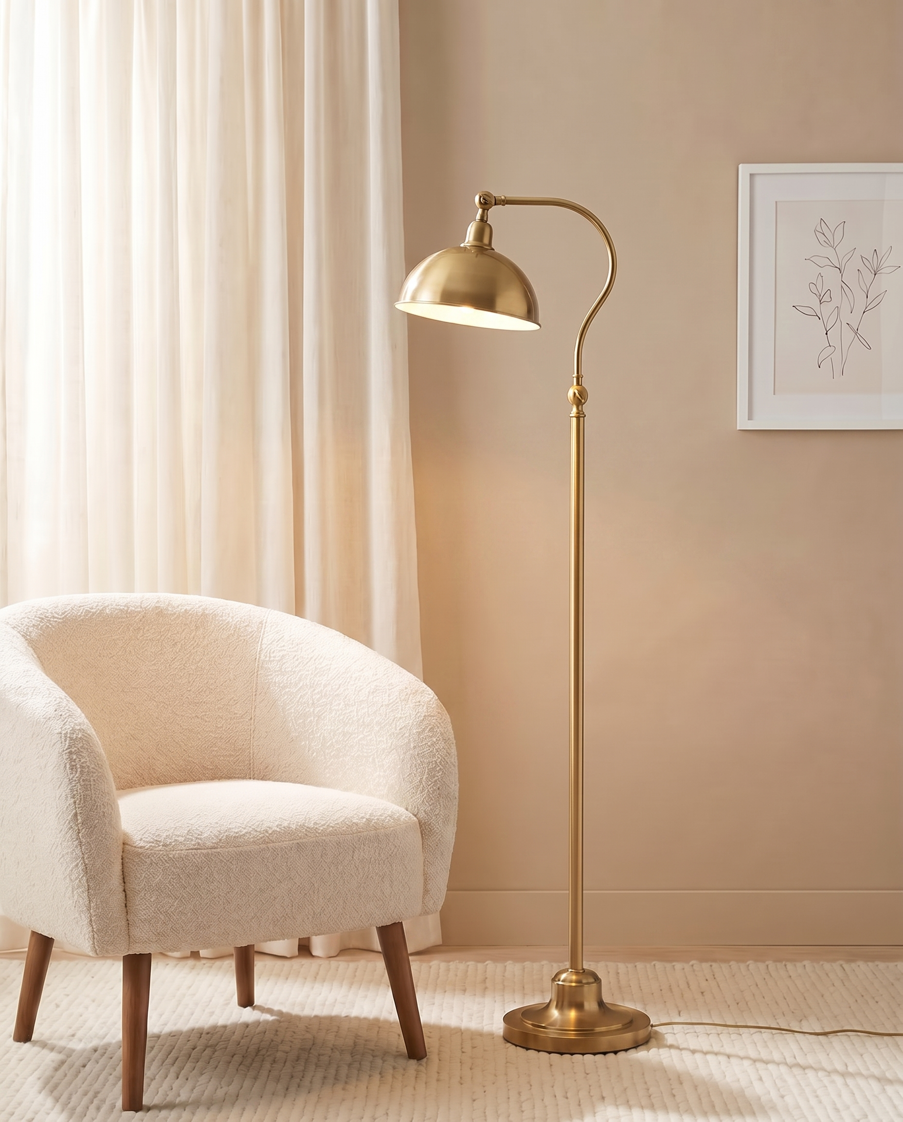 Gold floor lamp, detail