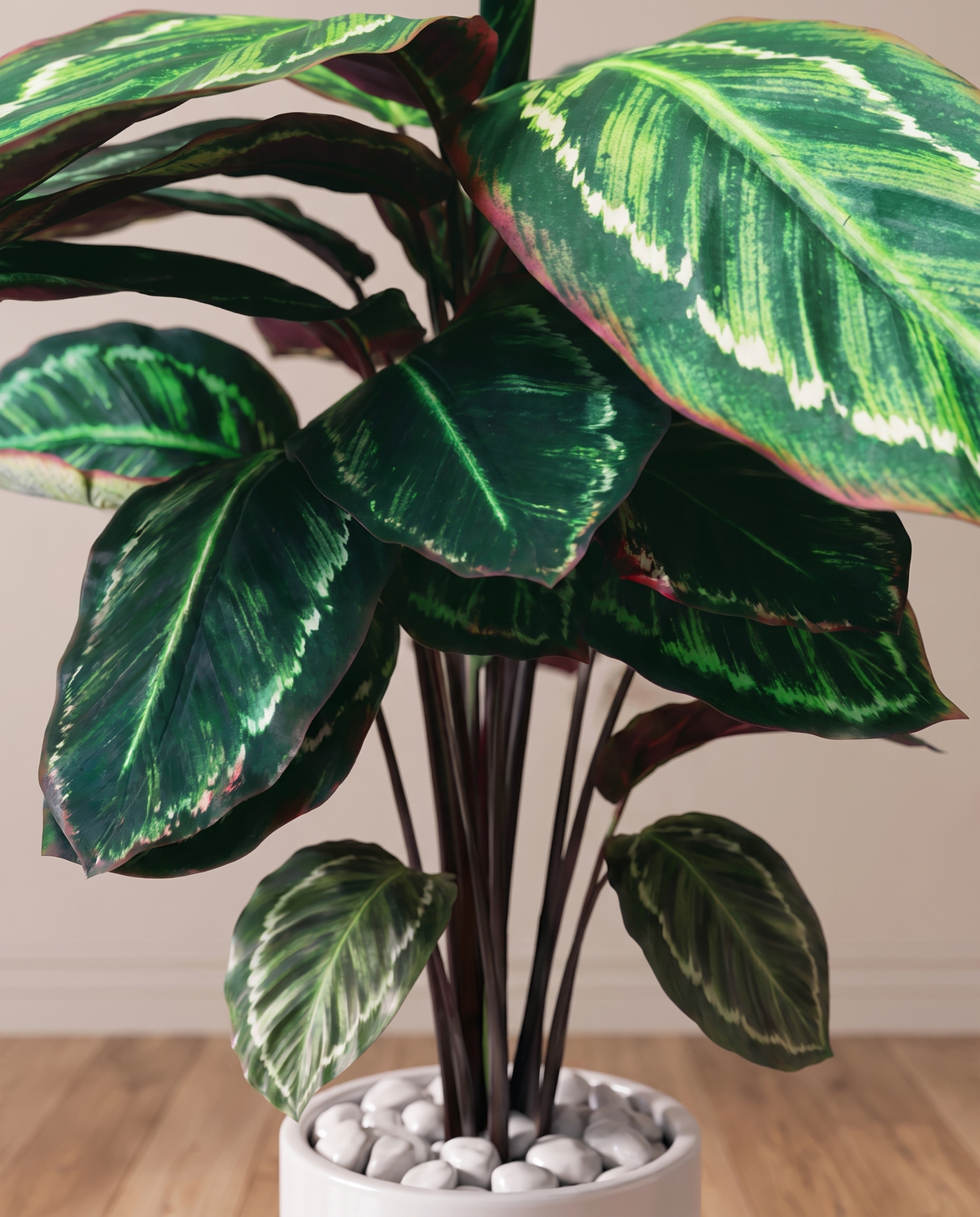 Calathea Roseopicta Artificial Plant – closer view of the stems and base