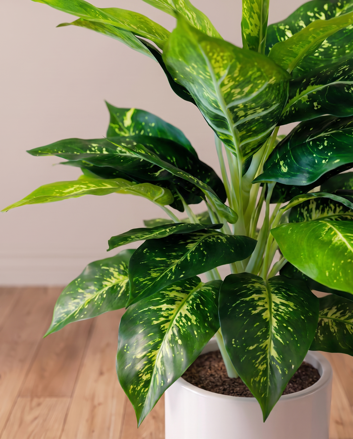 Lush Artificial Dieffenbachia Plant – side view