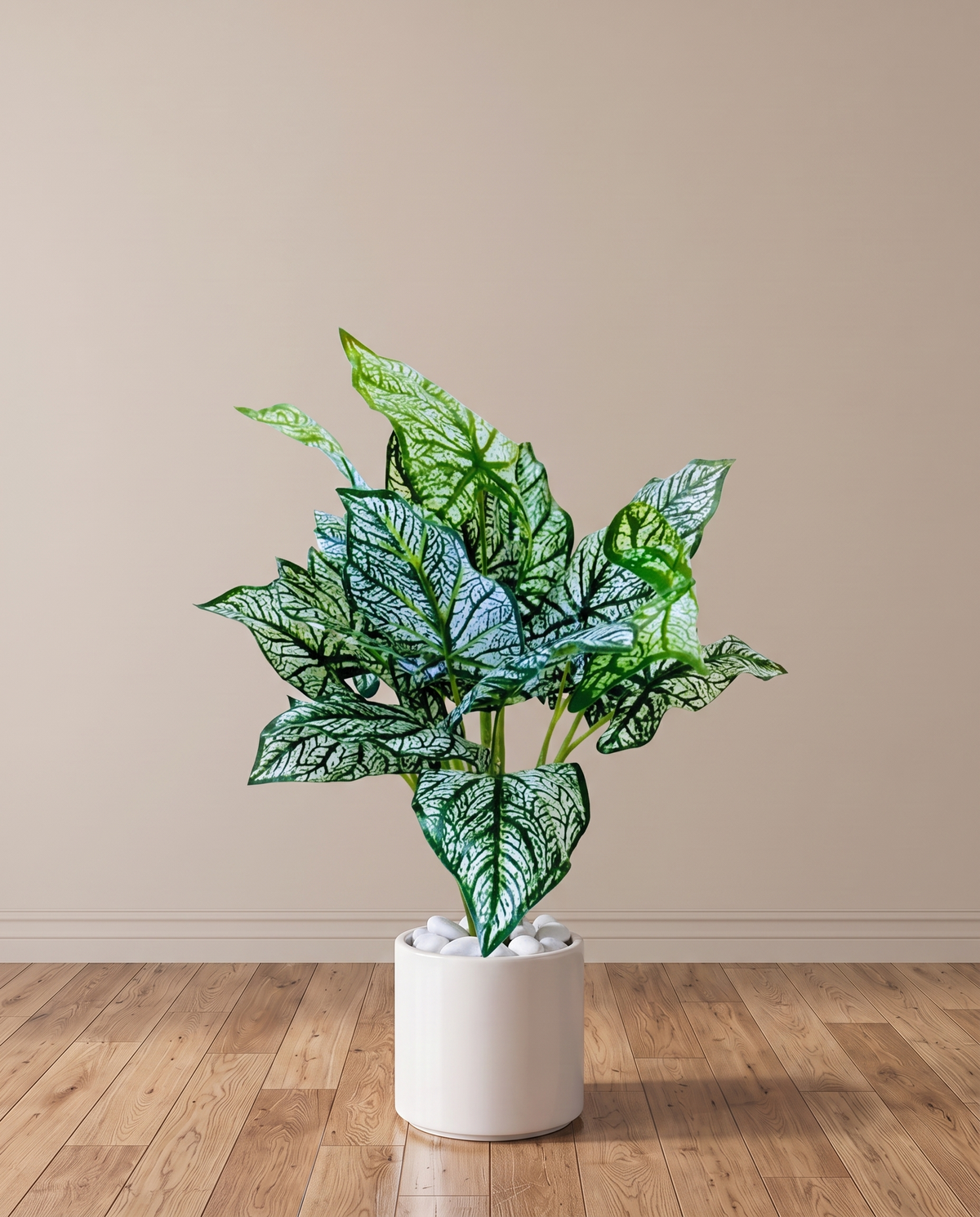 Artificial Caladium Plant – full view in a neutral interior