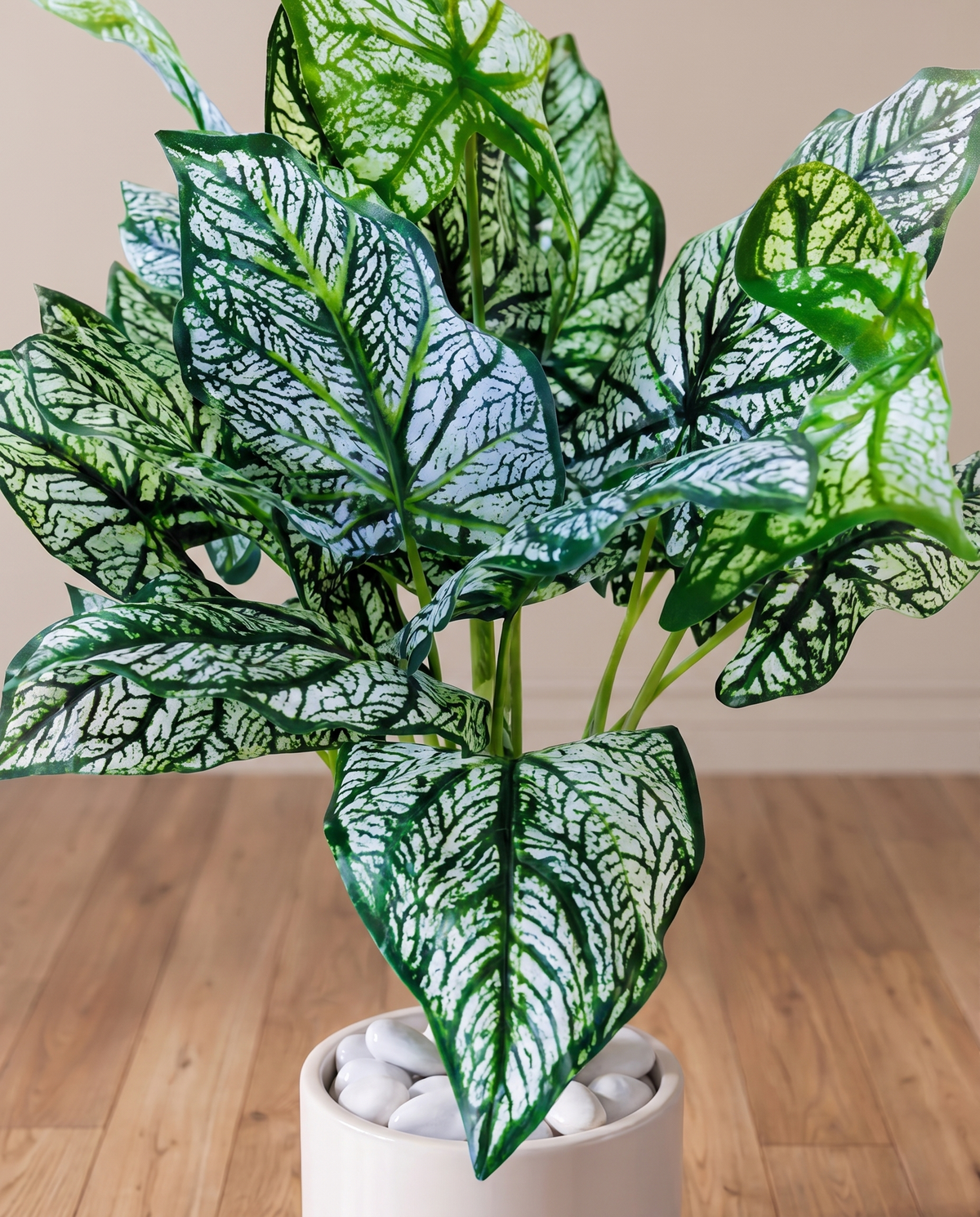 Artificial Caladium Plant – closer view of the plant and base