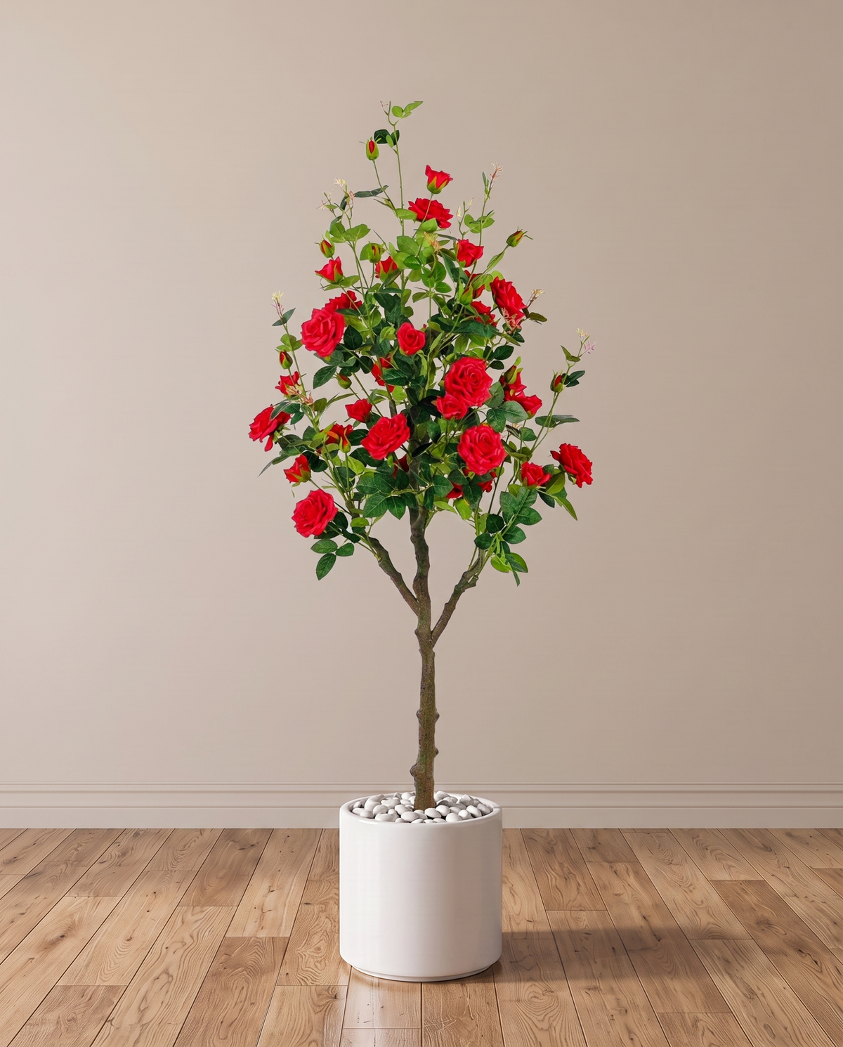 Scarlet Red Rose Faux Plant