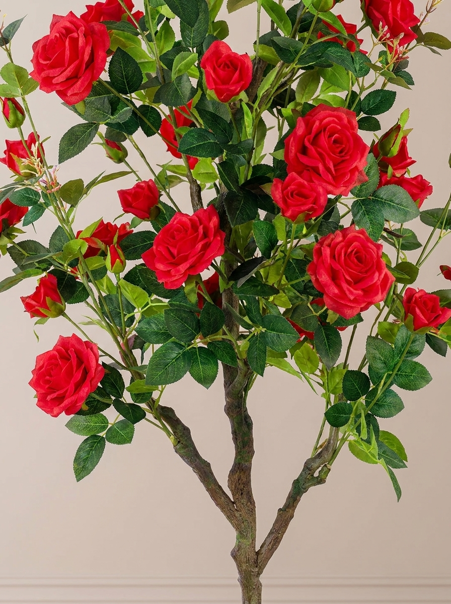 Scarlet Red Rose Faux Plant