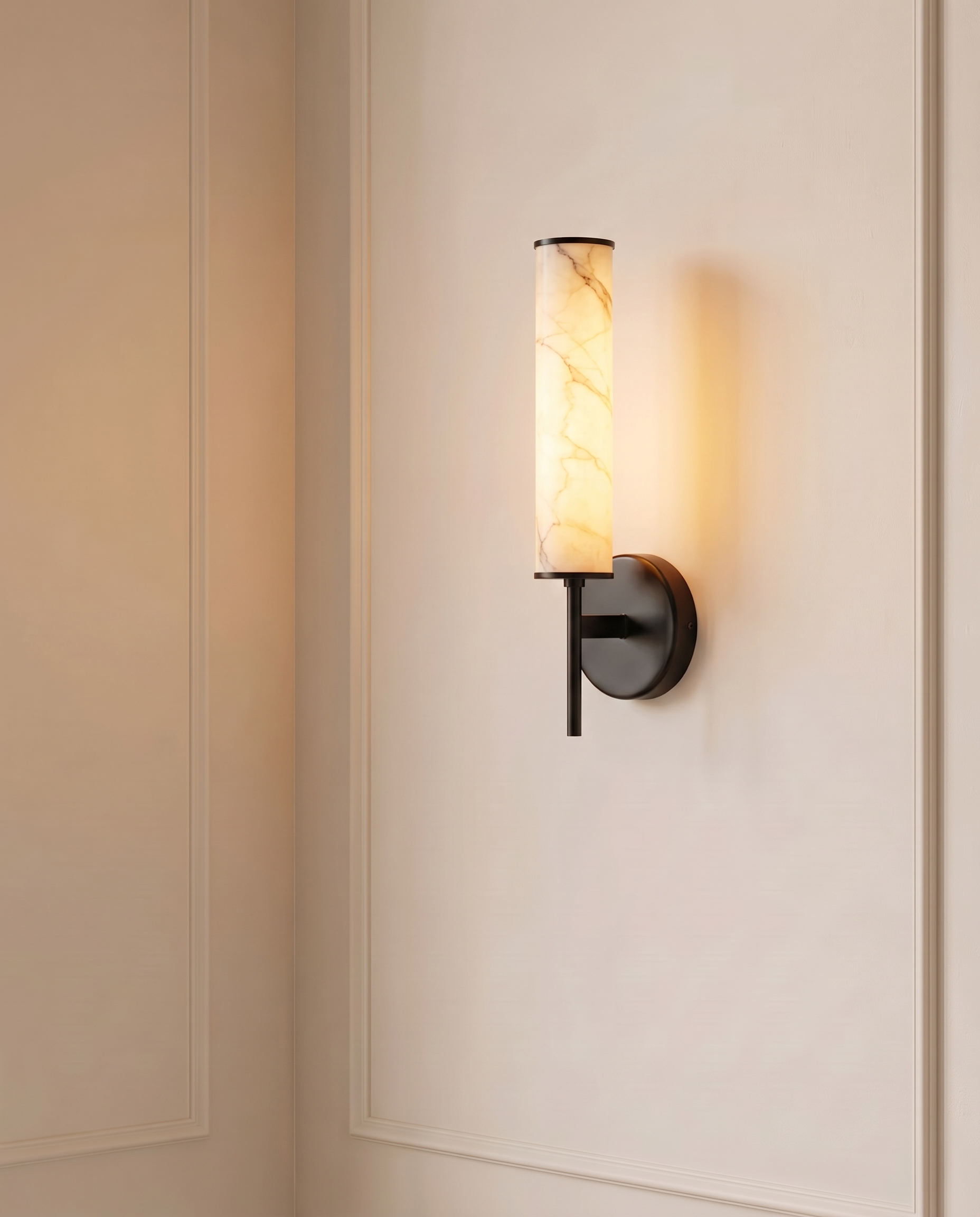 Classic Black White Wall Light, detail view — The Home Peck