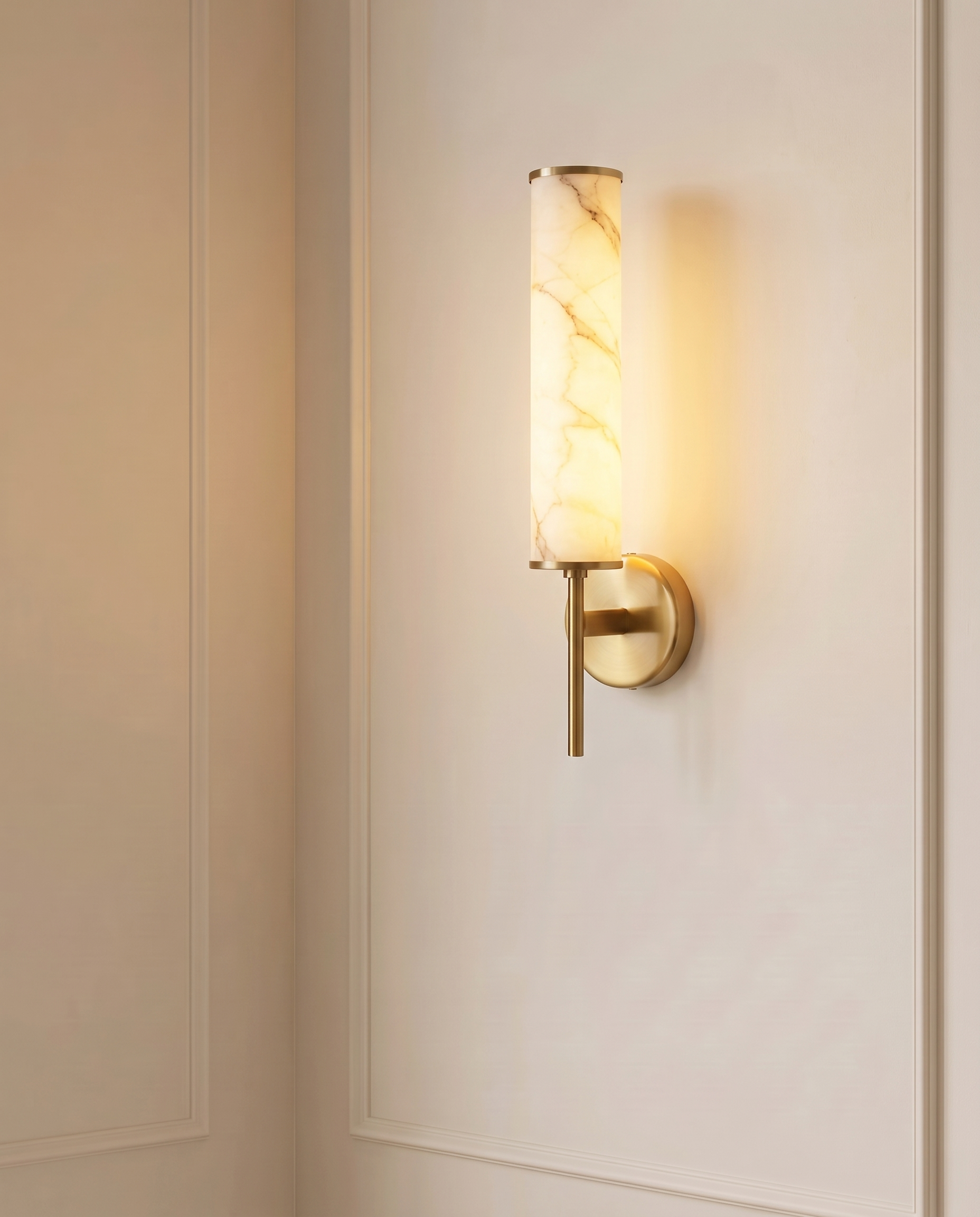 Modern Gold White Wall Light, detail view — The Home Peck
