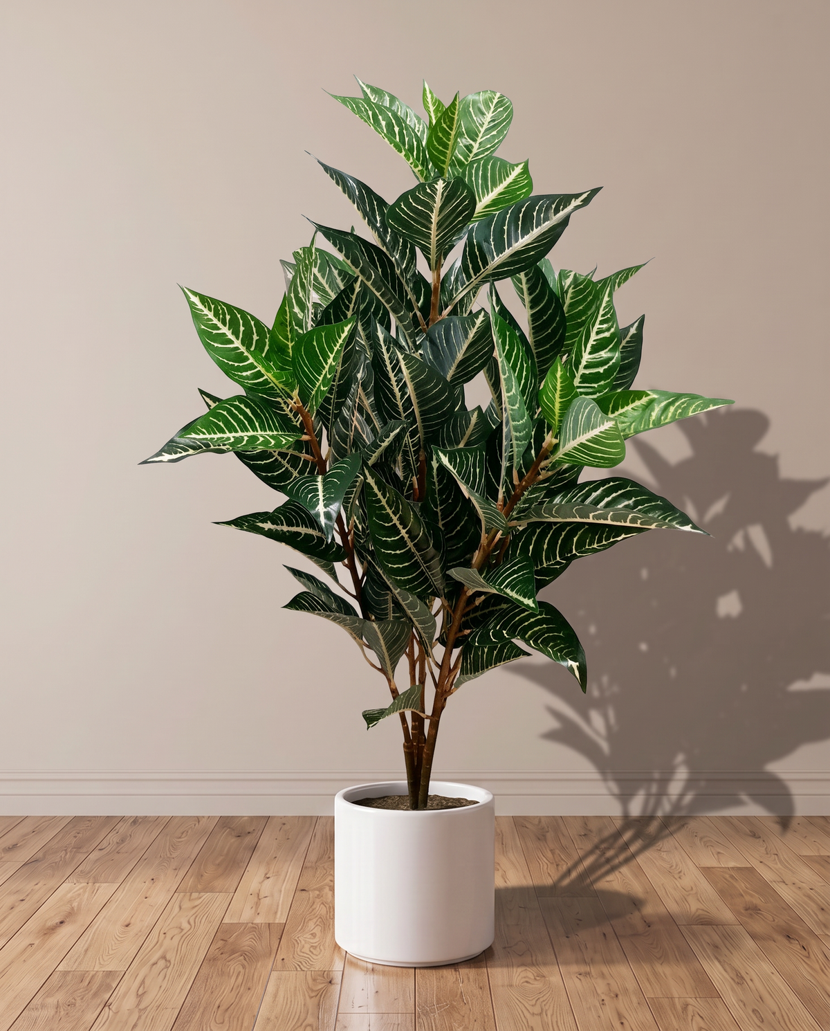 Artificial Zebra Silk Plant Green – full view in a neutral interior