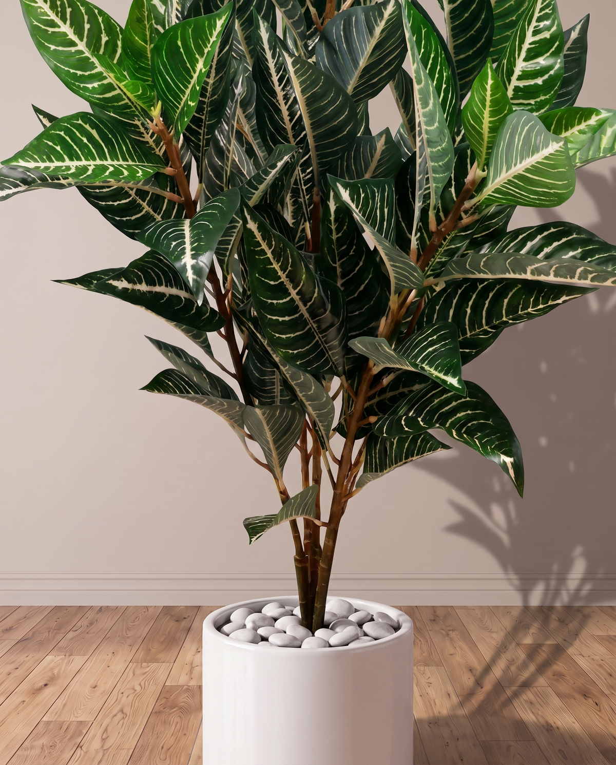Artificial Zebra Silk Plant Green – closer view of the plant and base