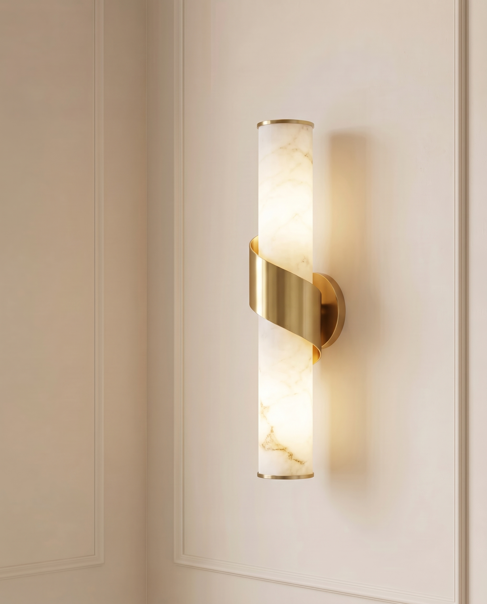 Metro Gold White Wall Light, detail view — The Home Peck