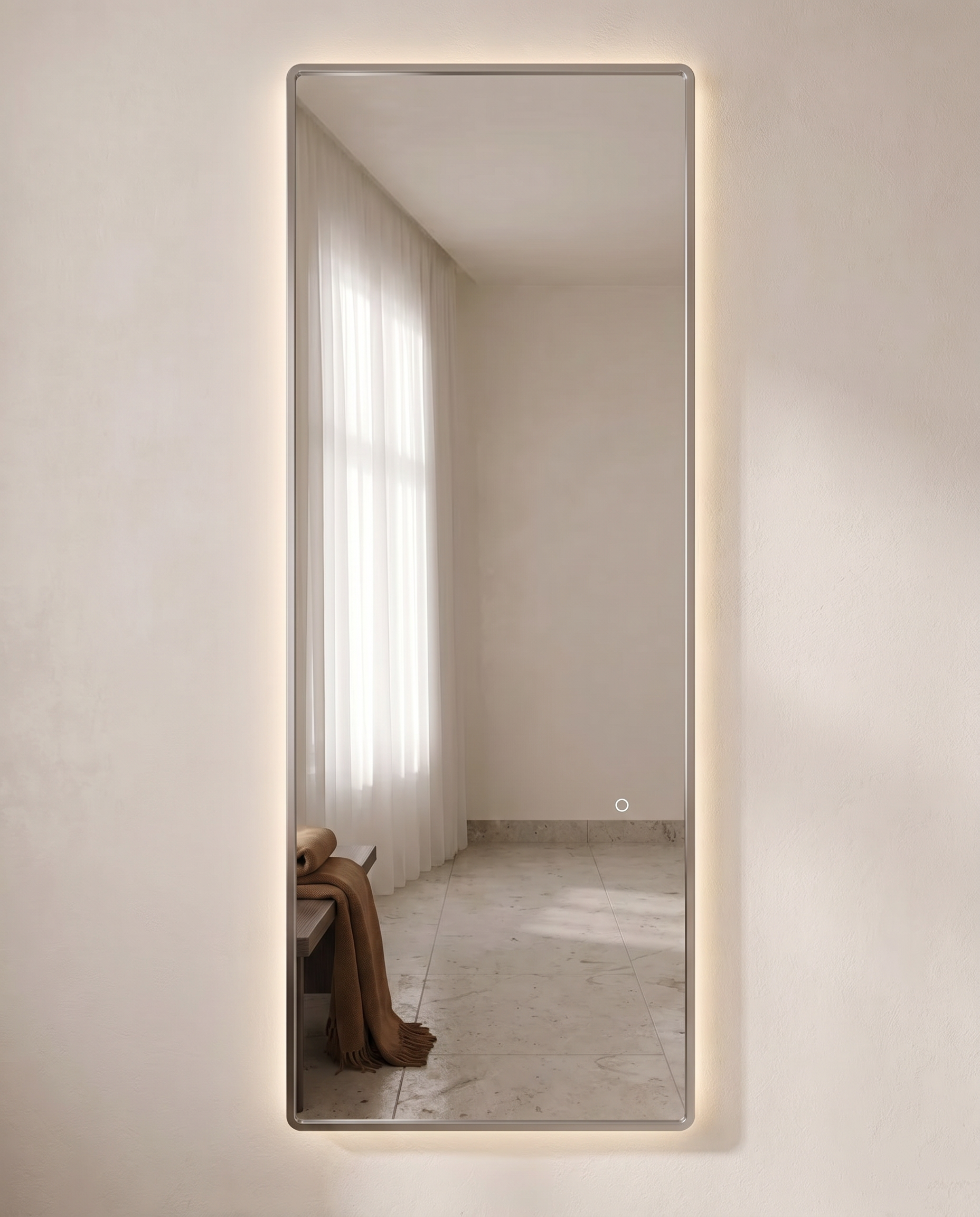 Lumen silver backlit rectangular mirror