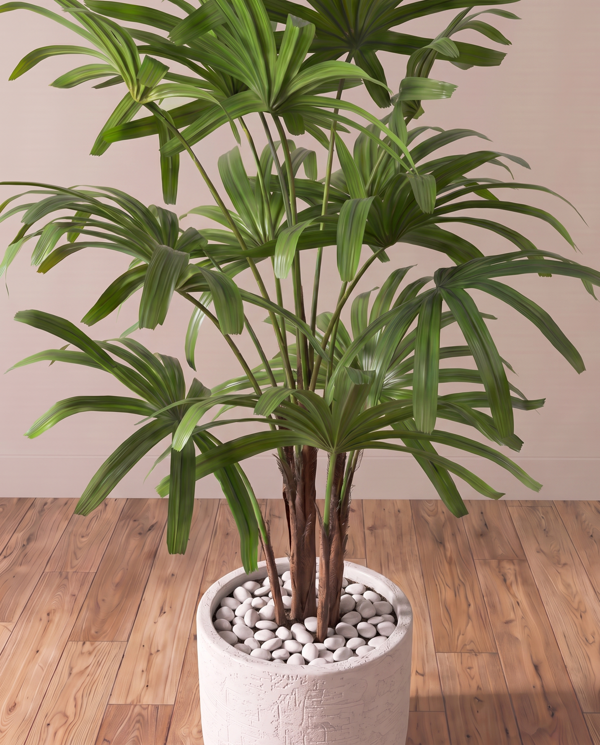 Artificial Broadleaf Lady Palm Plant – closer view of the stems and base