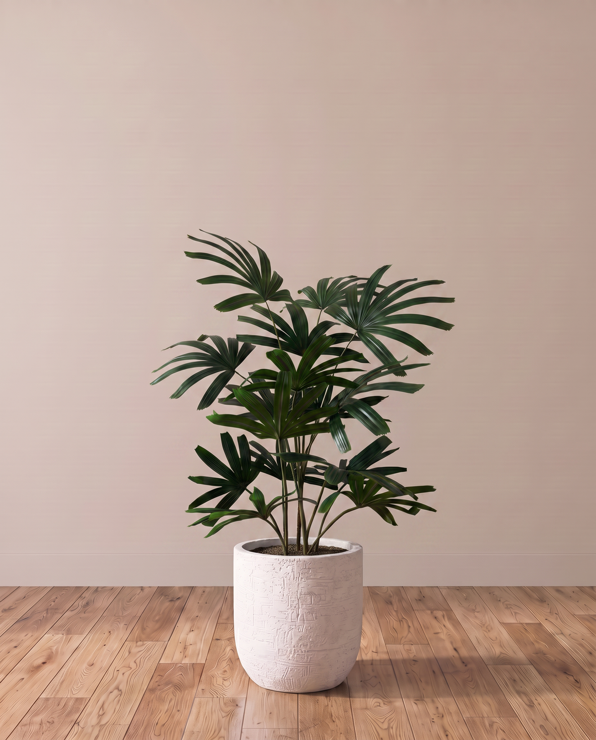 Artificial Lady Palm Plant Small – full view in a neutral interior