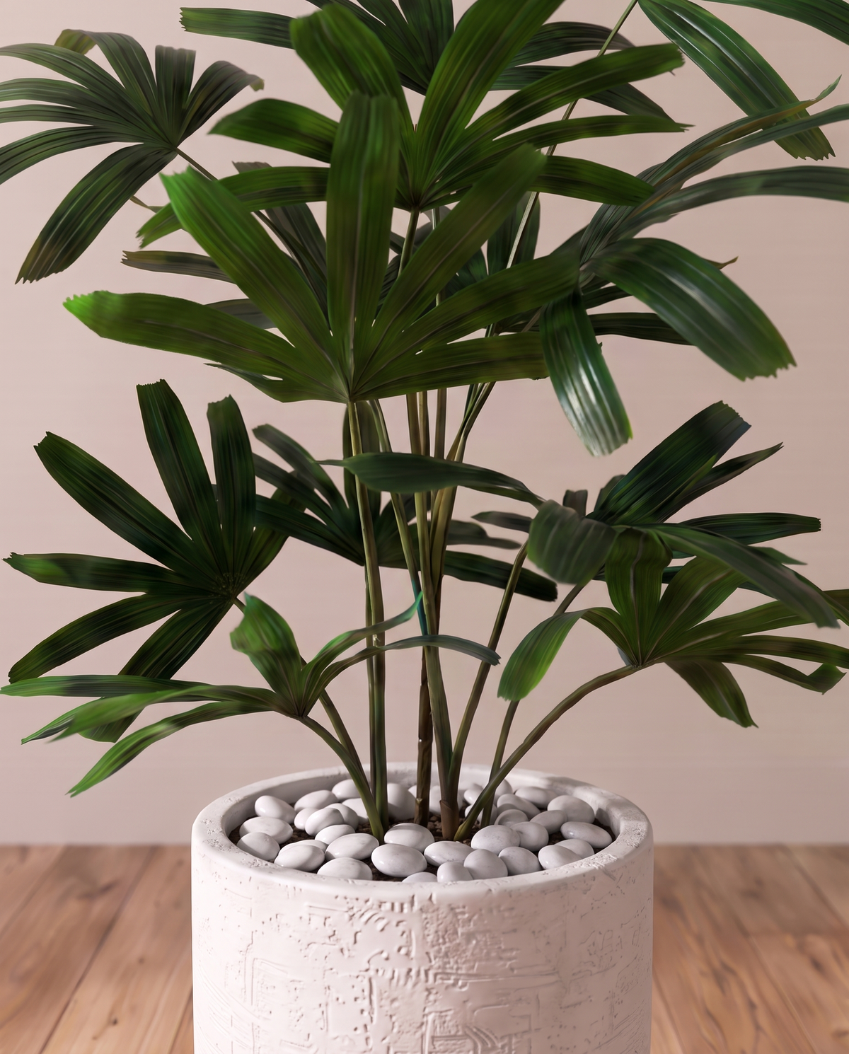 Artificial Lady Palm Plant Small – closer view of the stems and base