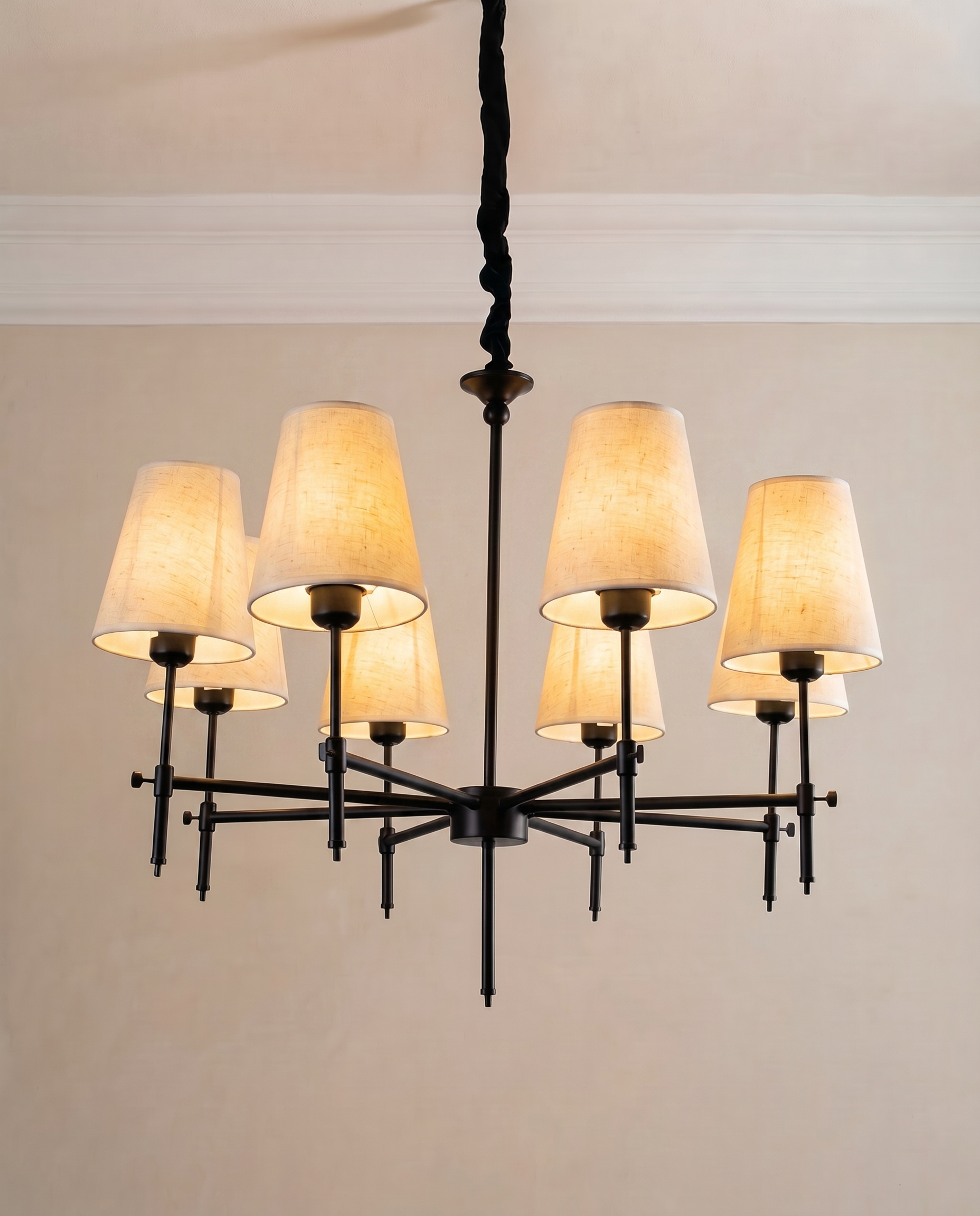 Heritage Black & Gold Beige Chandelier, detail view — The Home Peck