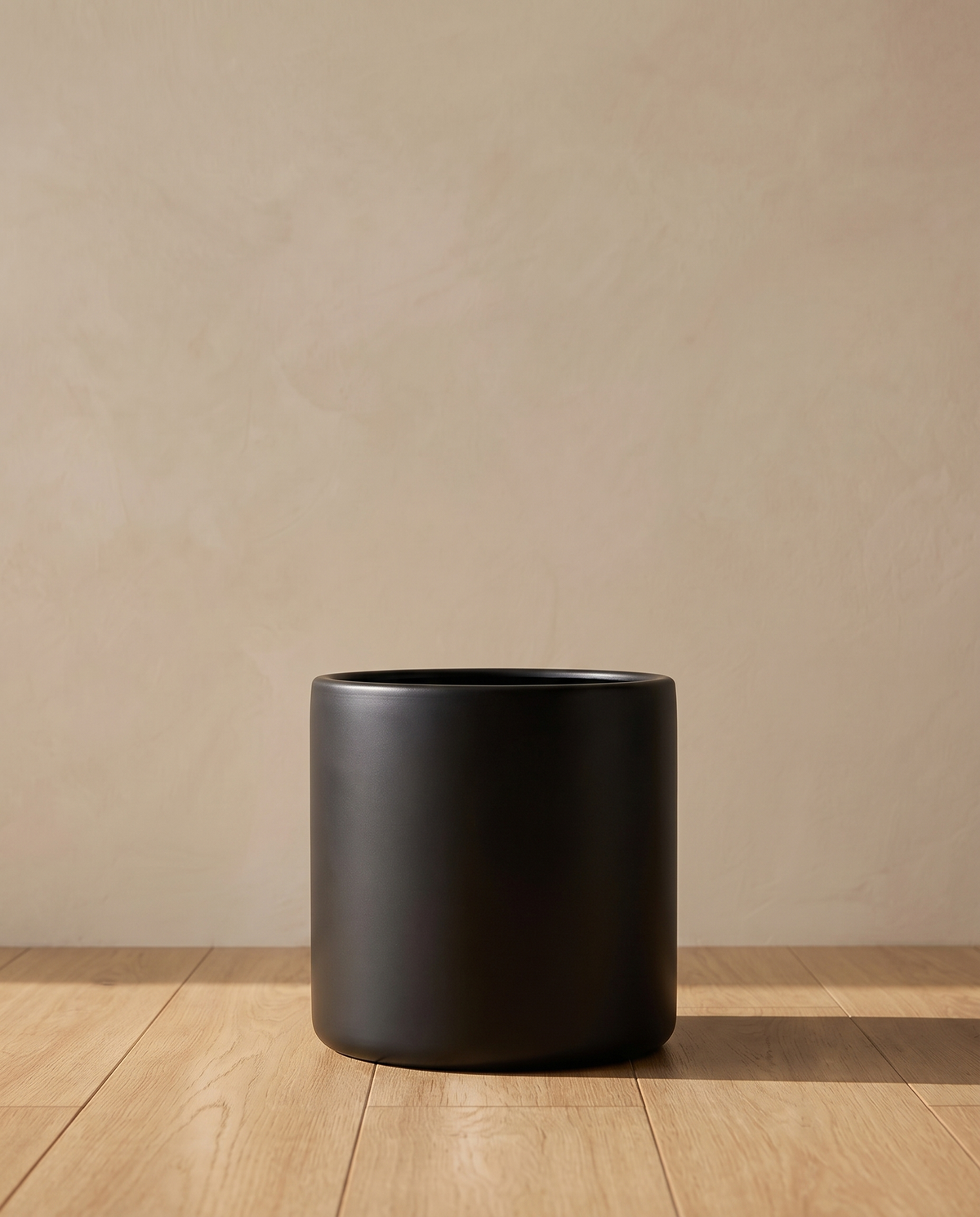 Black Matte Metal Planter – main view in a neutral interior