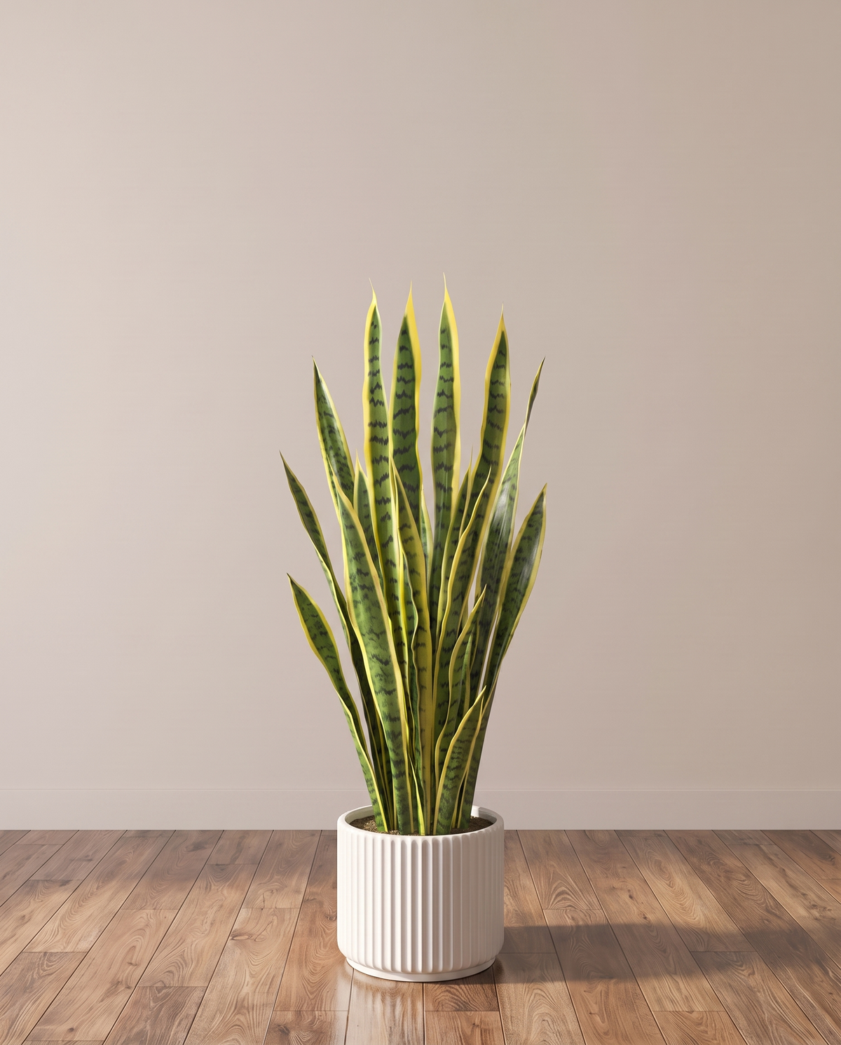 Sansevieria Artificial Plant Yellow Edges – full view in a neutral interior