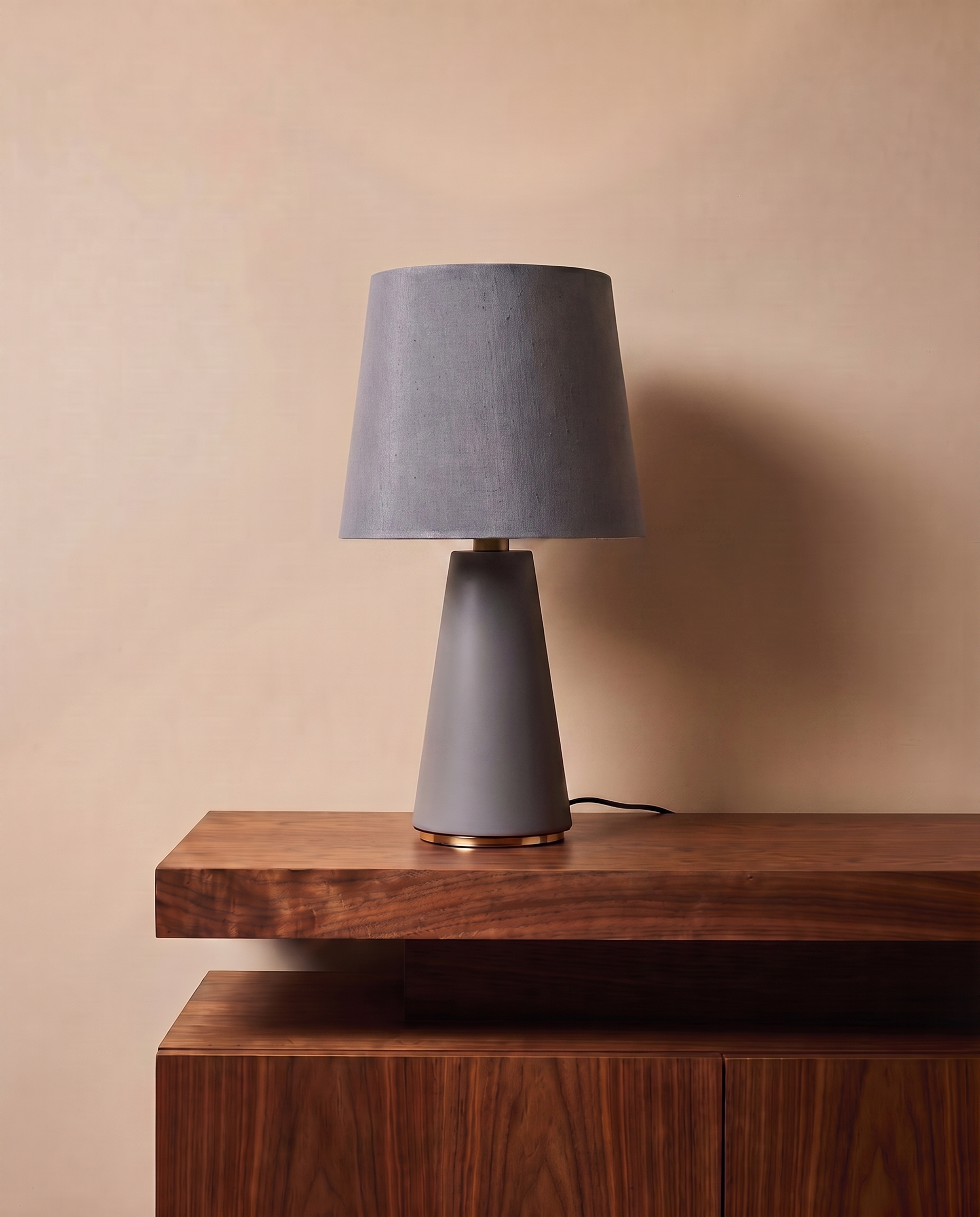 Grey table lamp with grey shade