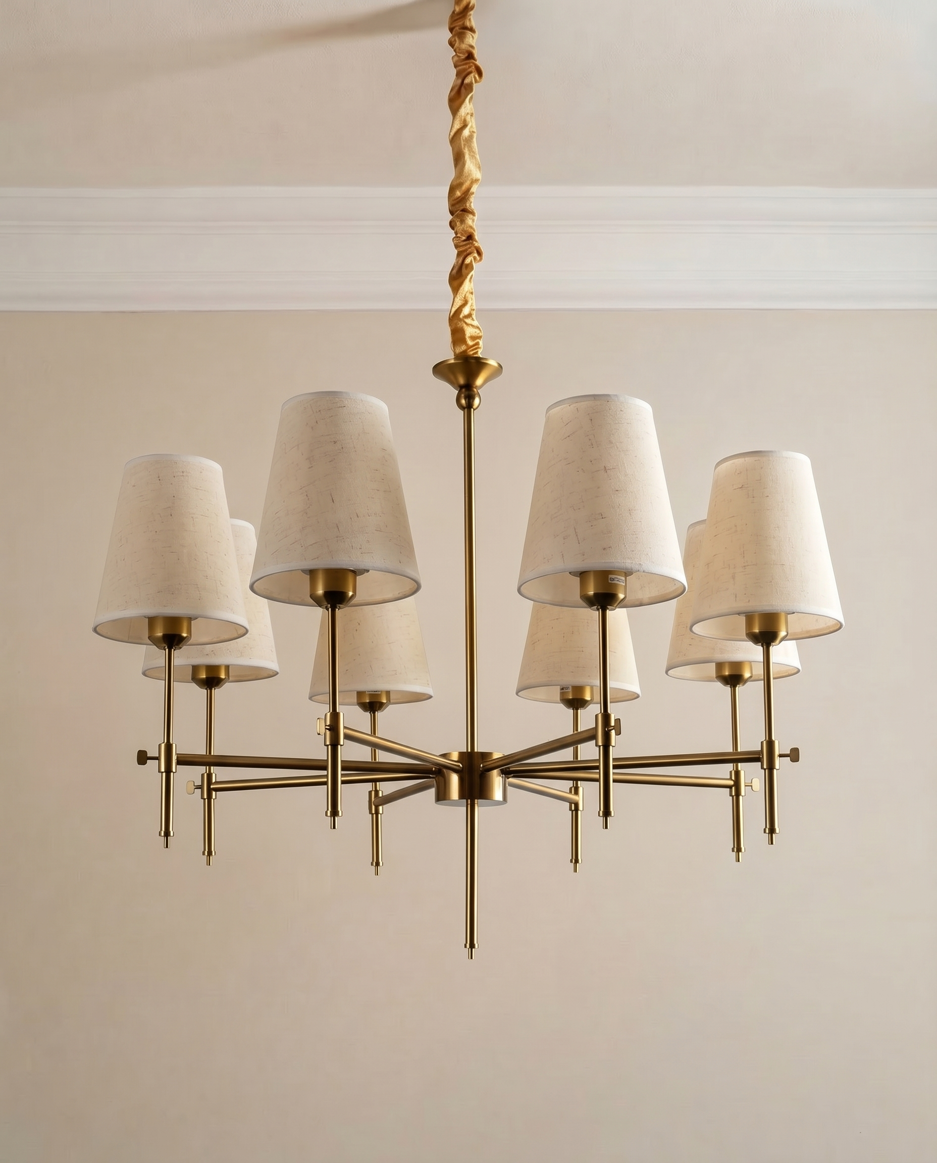 Heritage Black & Gold Beige Chandelier, side view — The Home Peck