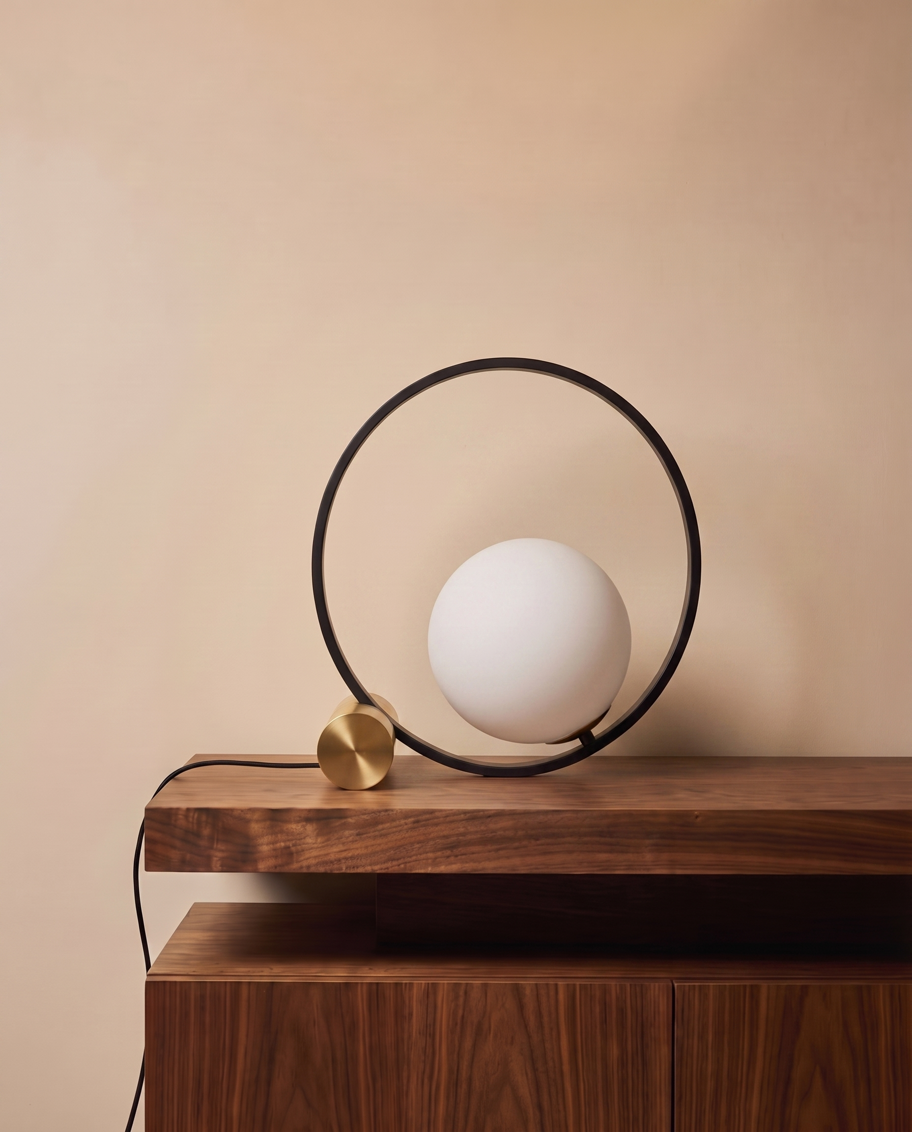 Remote control LED table lamp with frosted glass globe