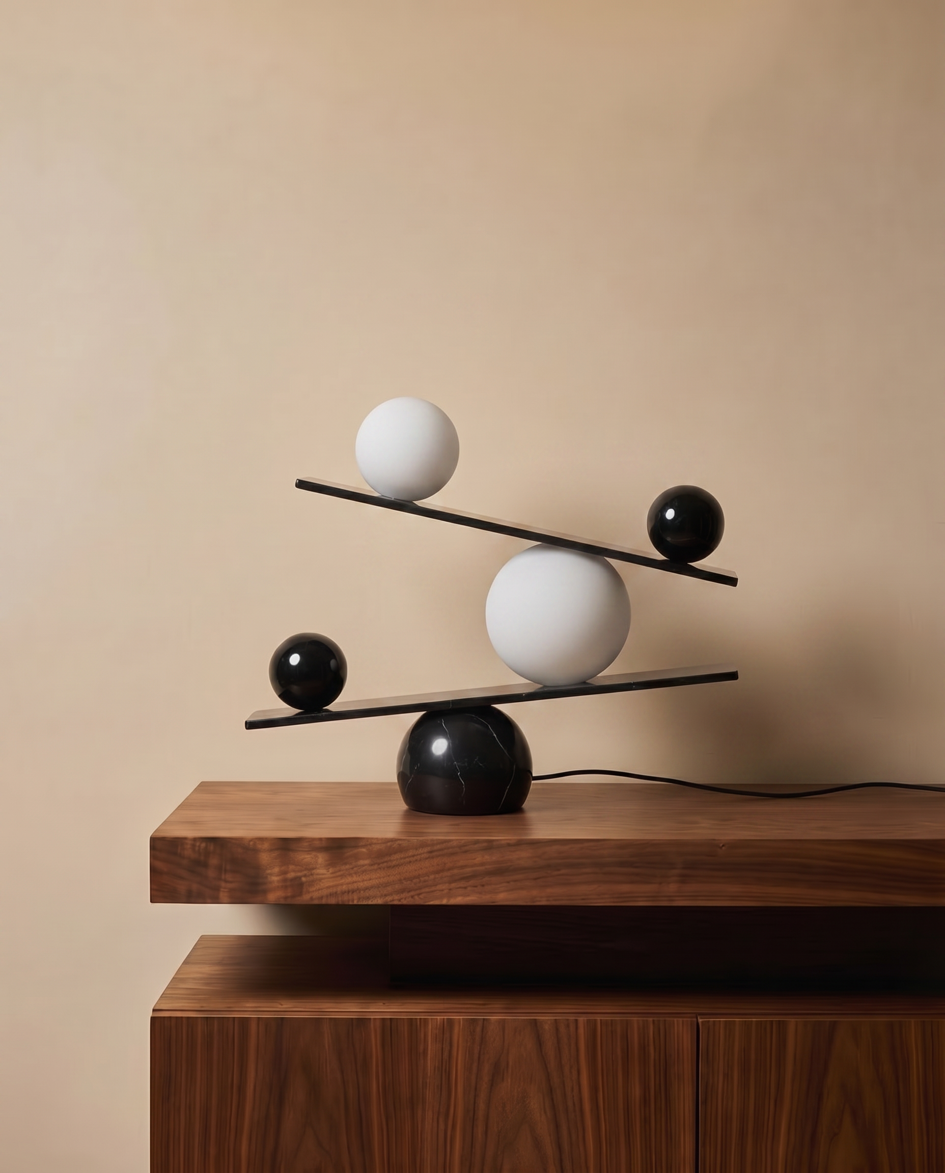Marble balancing table lamp