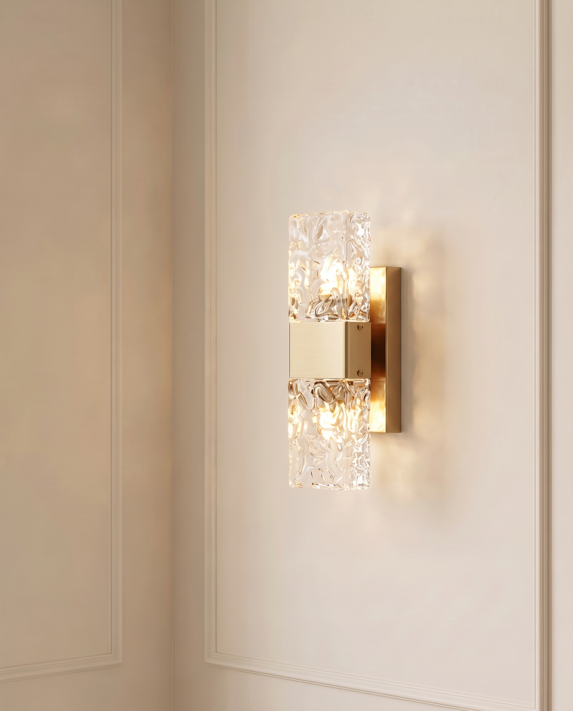 Crystal Aura Gold White Wall Light, detail view — The Home Peck