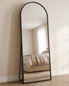 Adriana Slim Arch Black Framed Standing Mirror