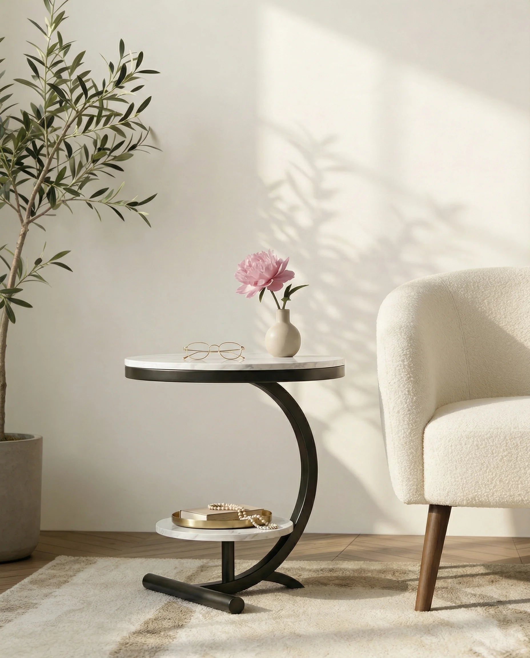 Alessia Two-Tier Marble Side Table