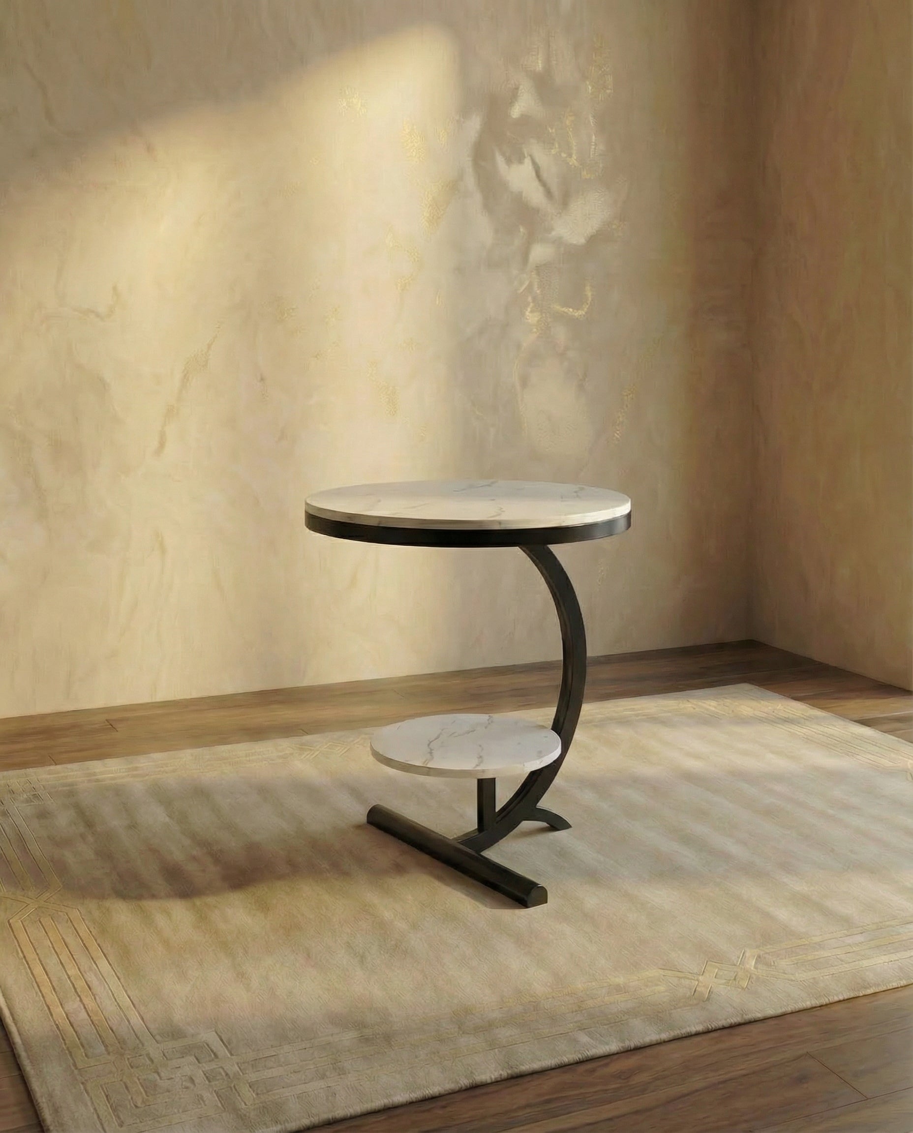 Alessia Two-Tier Marble Side Table