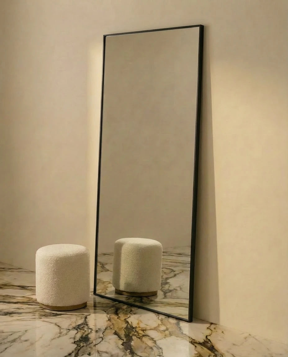 Amaya Large Black PVC Framed Mirror