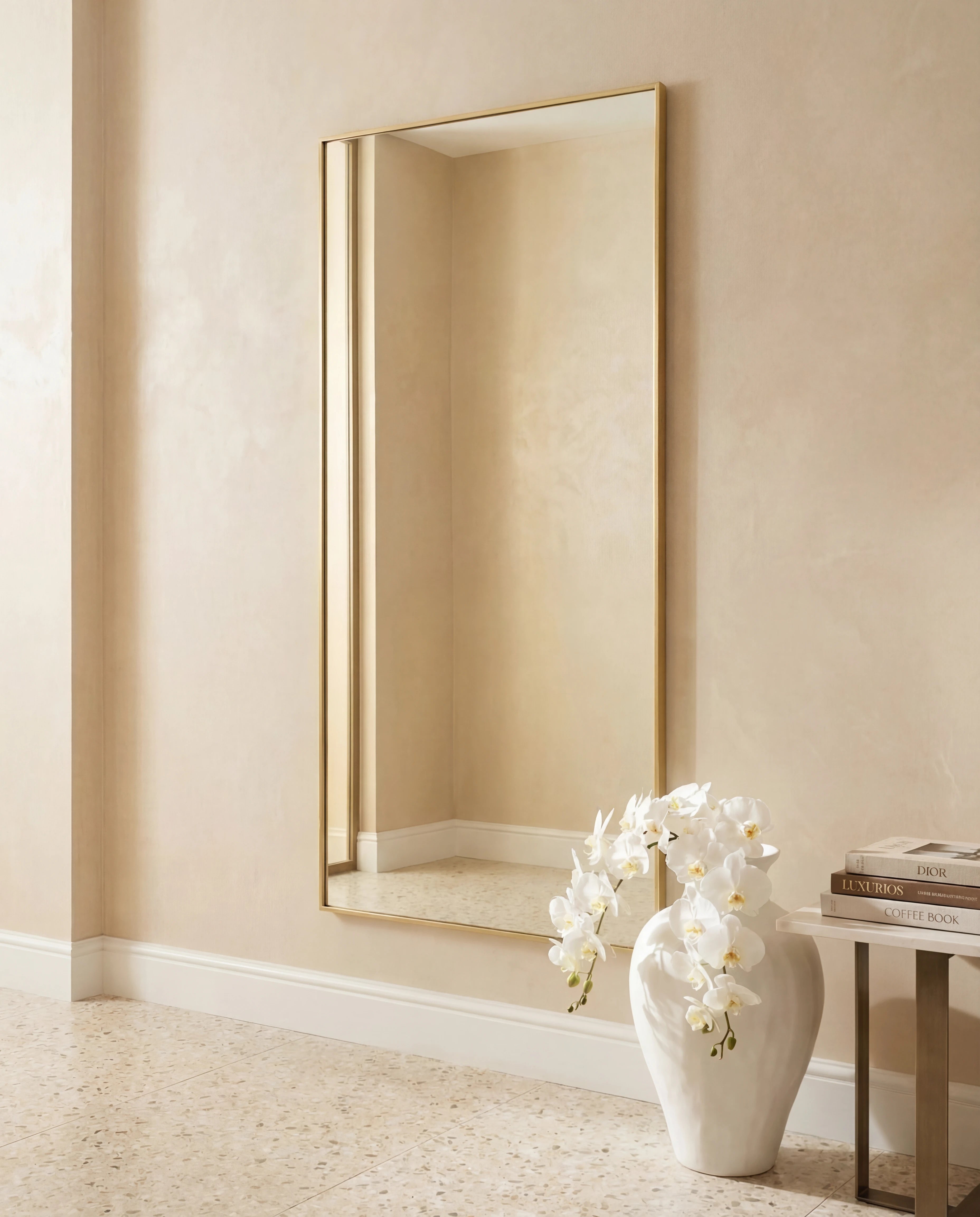 Amaya PVC Golden Framed Rectangular Mirror