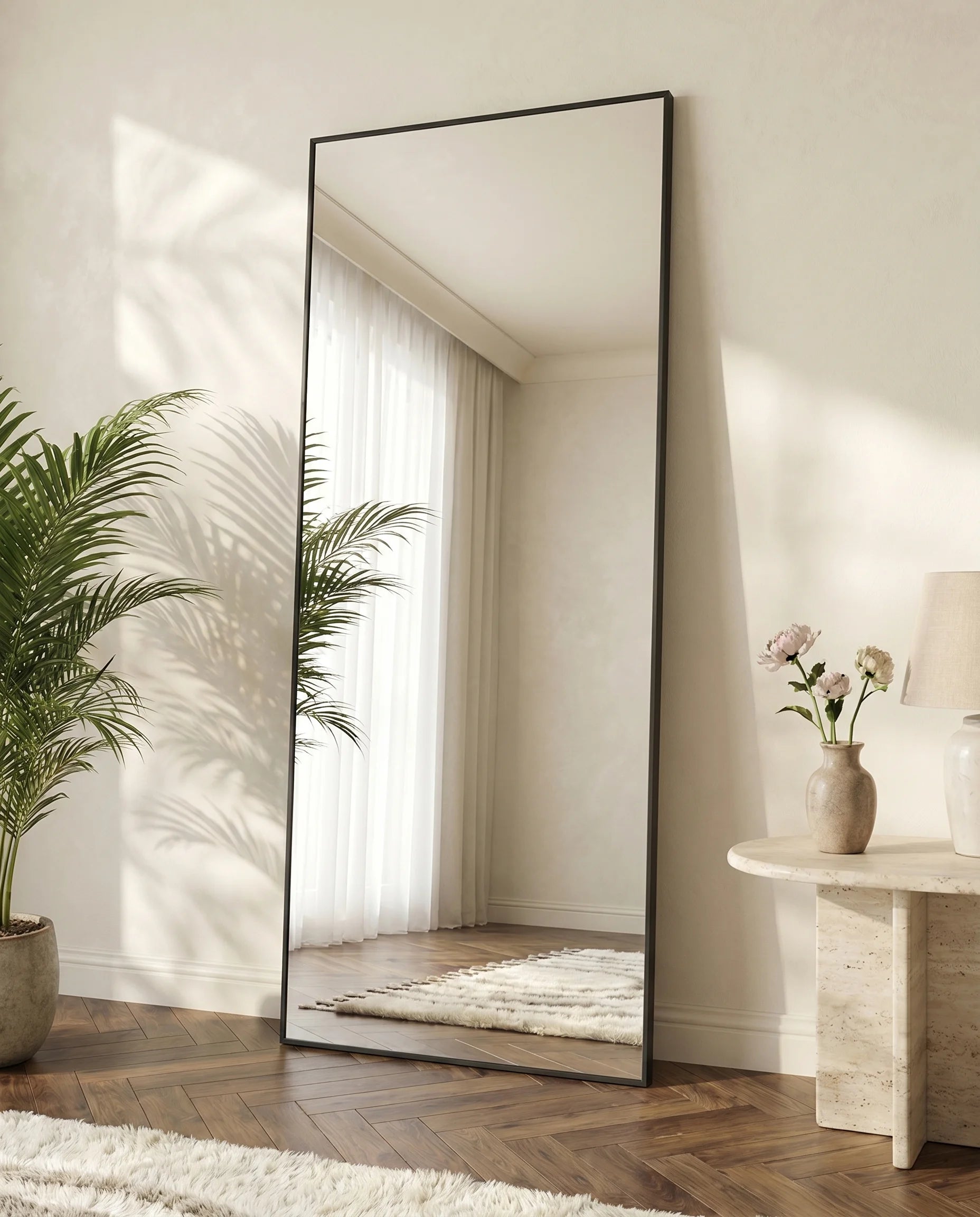 Amaya Large Black PVC Framed Mirror