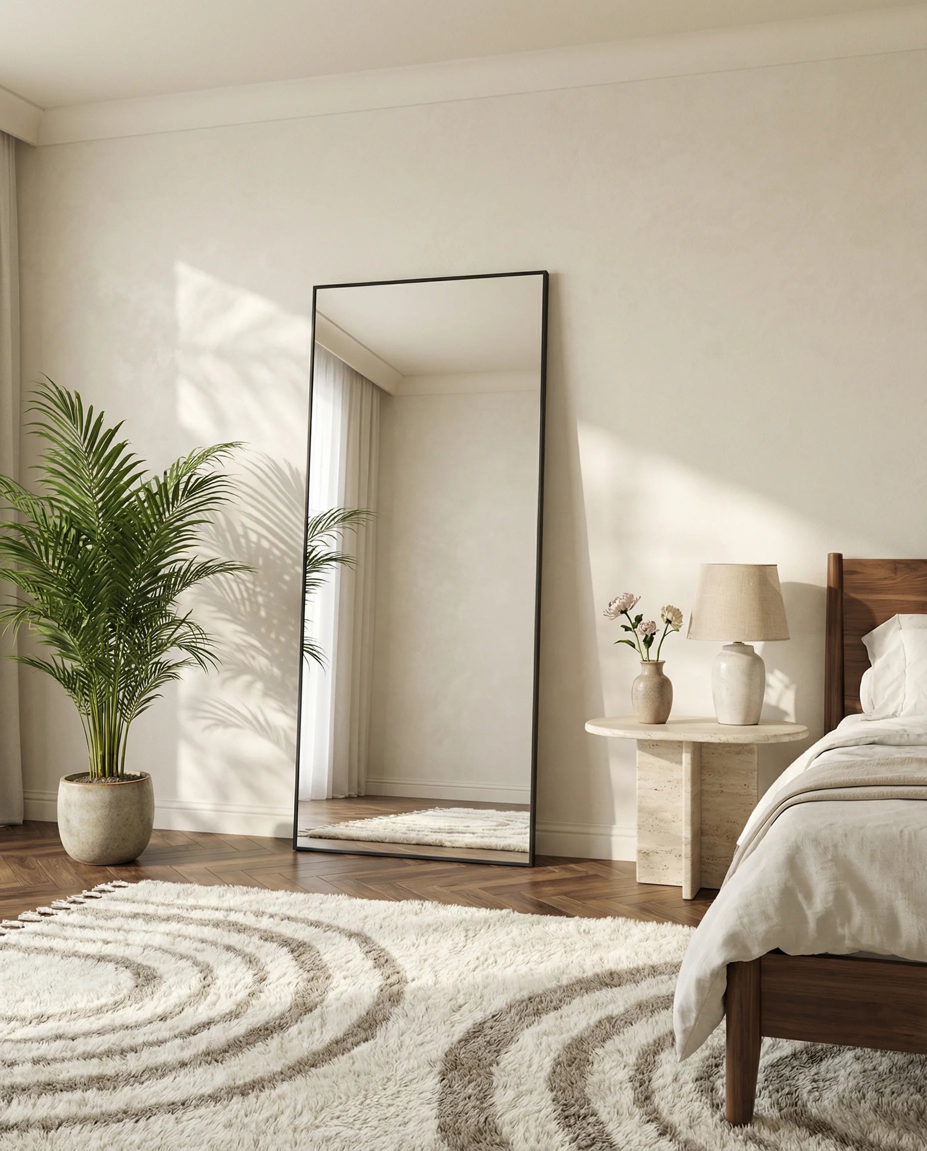 Amaya Large Black PVC Framed Mirror
