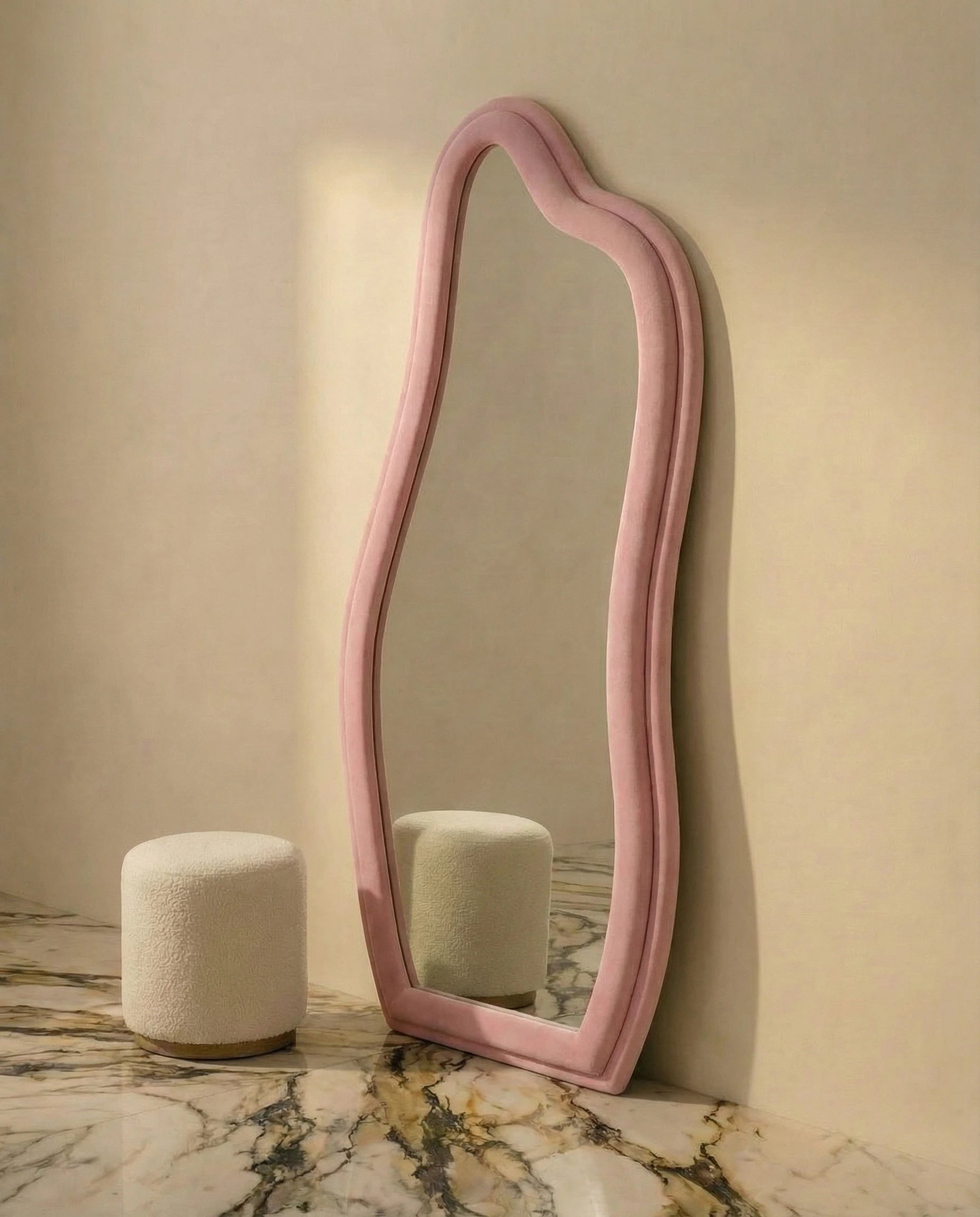 Amelia Pink Flannelette Tall Irregular Mirror