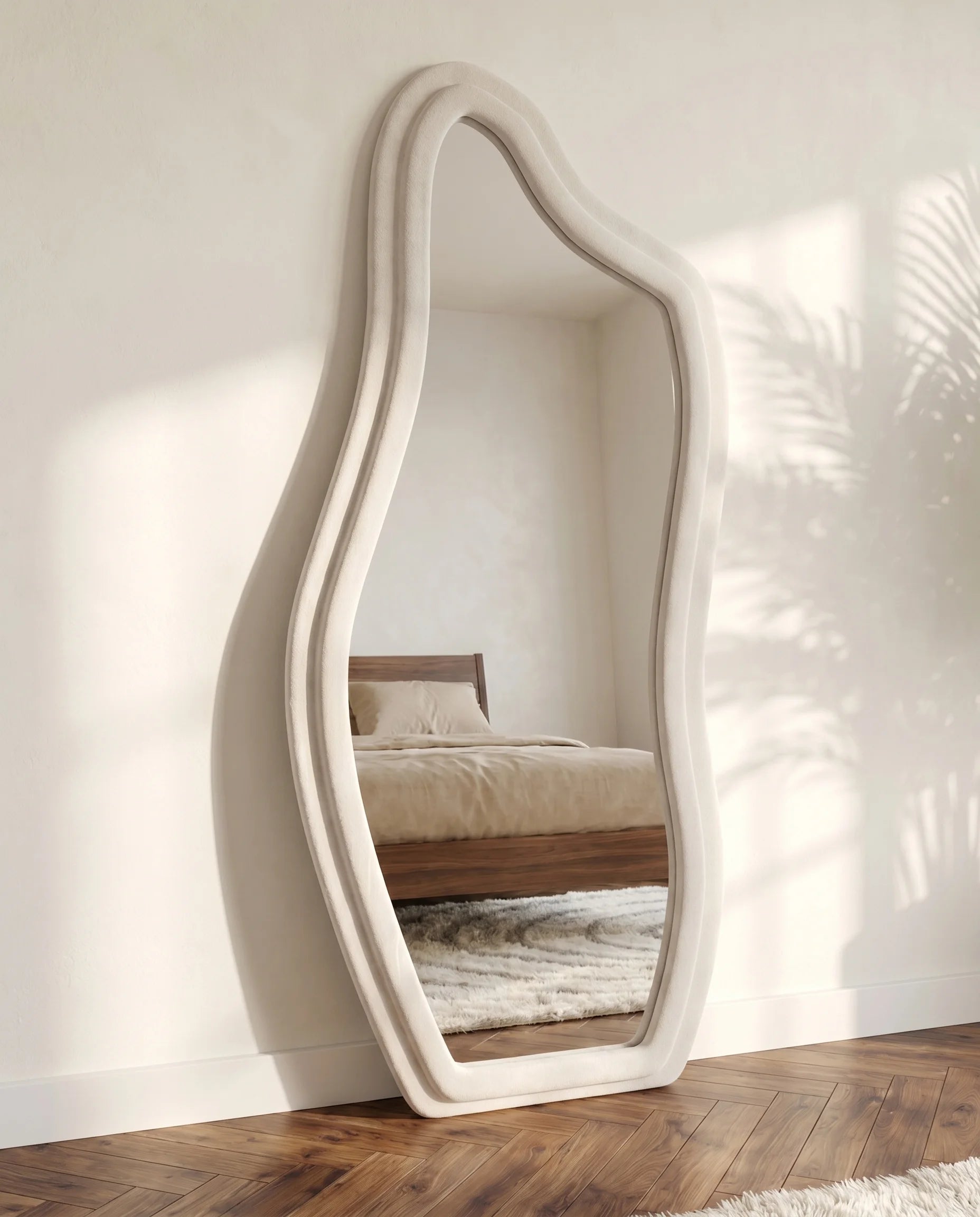 Amelia White Flannelette Tall Irregular Mirror
