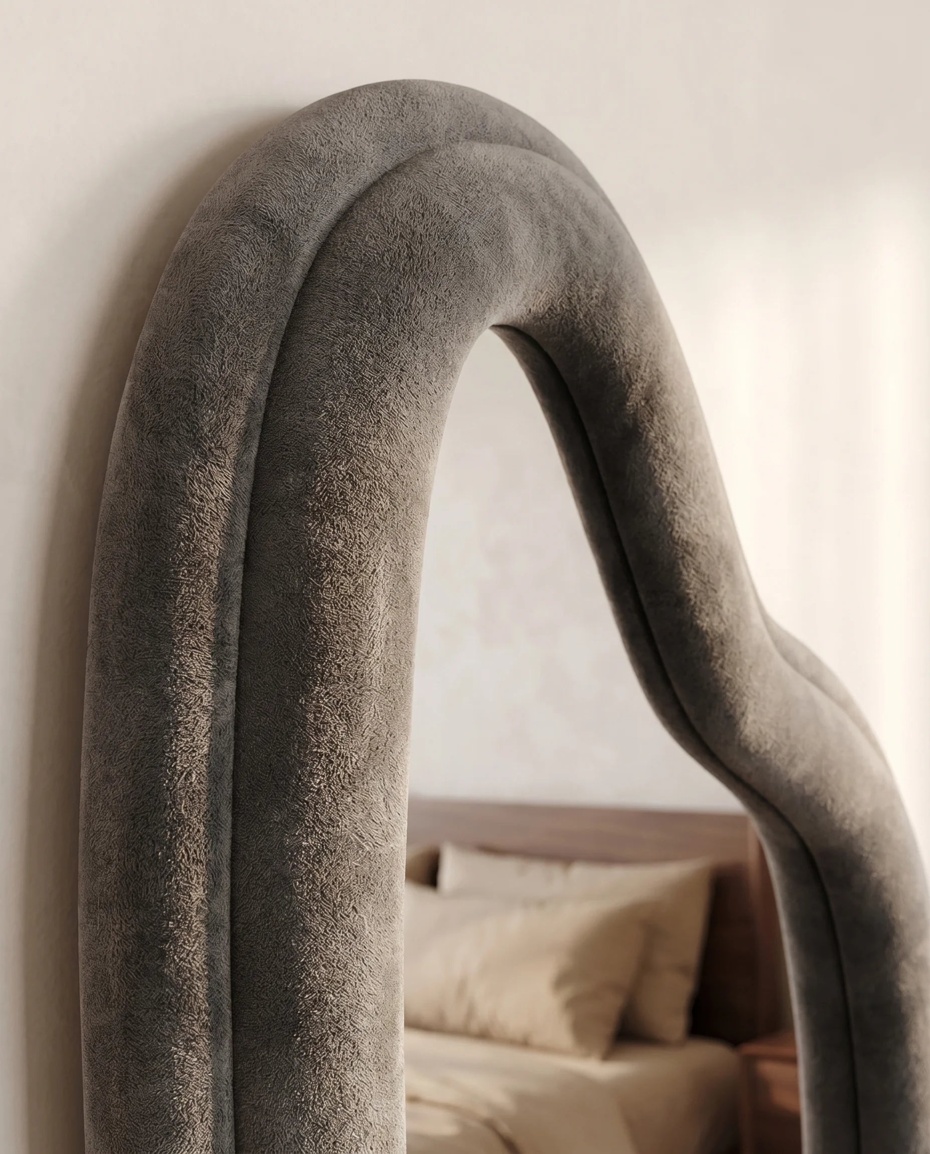 Amelia black irregular full-length mirror in a Dubai bedroom