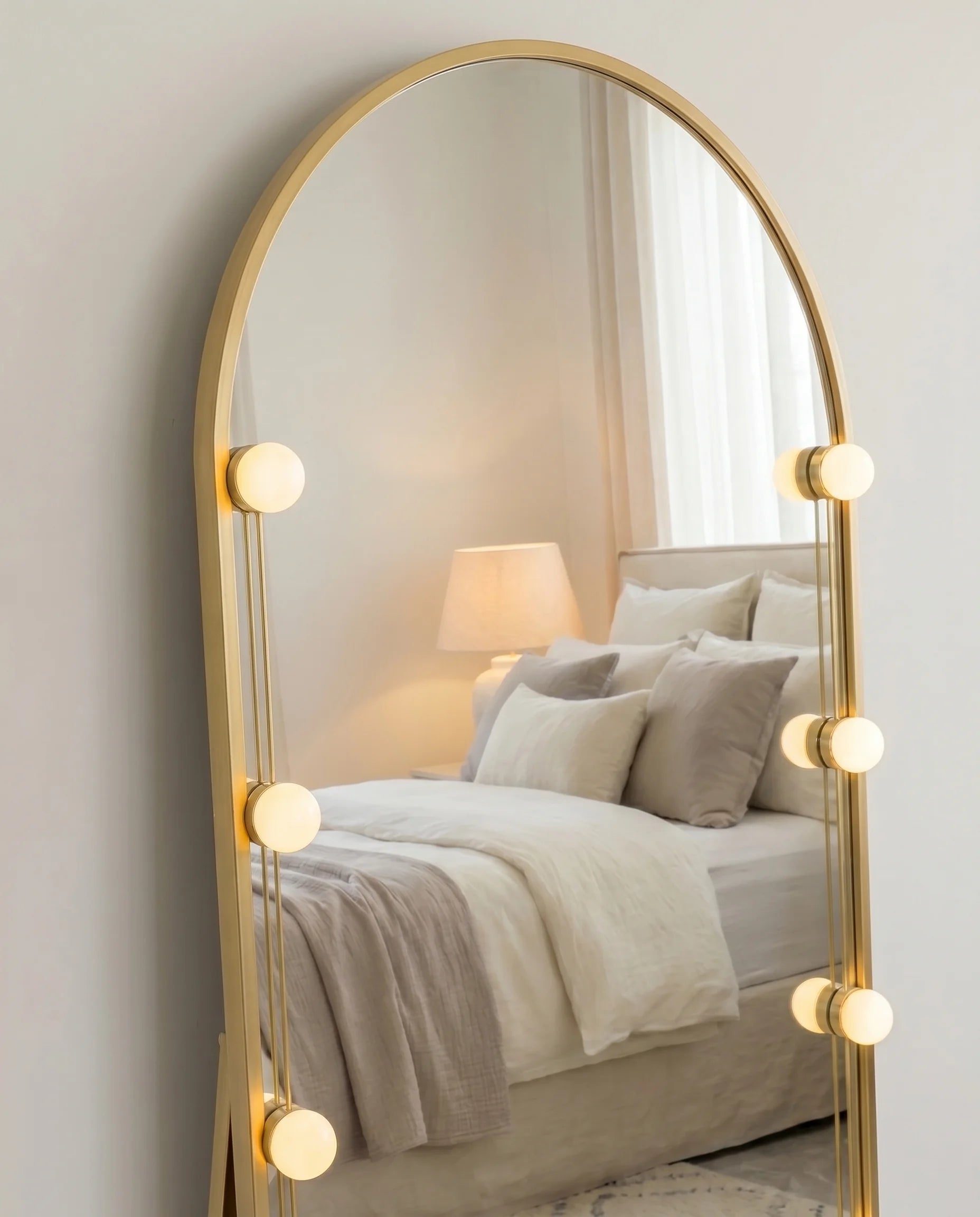 Angelina gold LED Hollywood vanity mirror on a Dubai dressing table