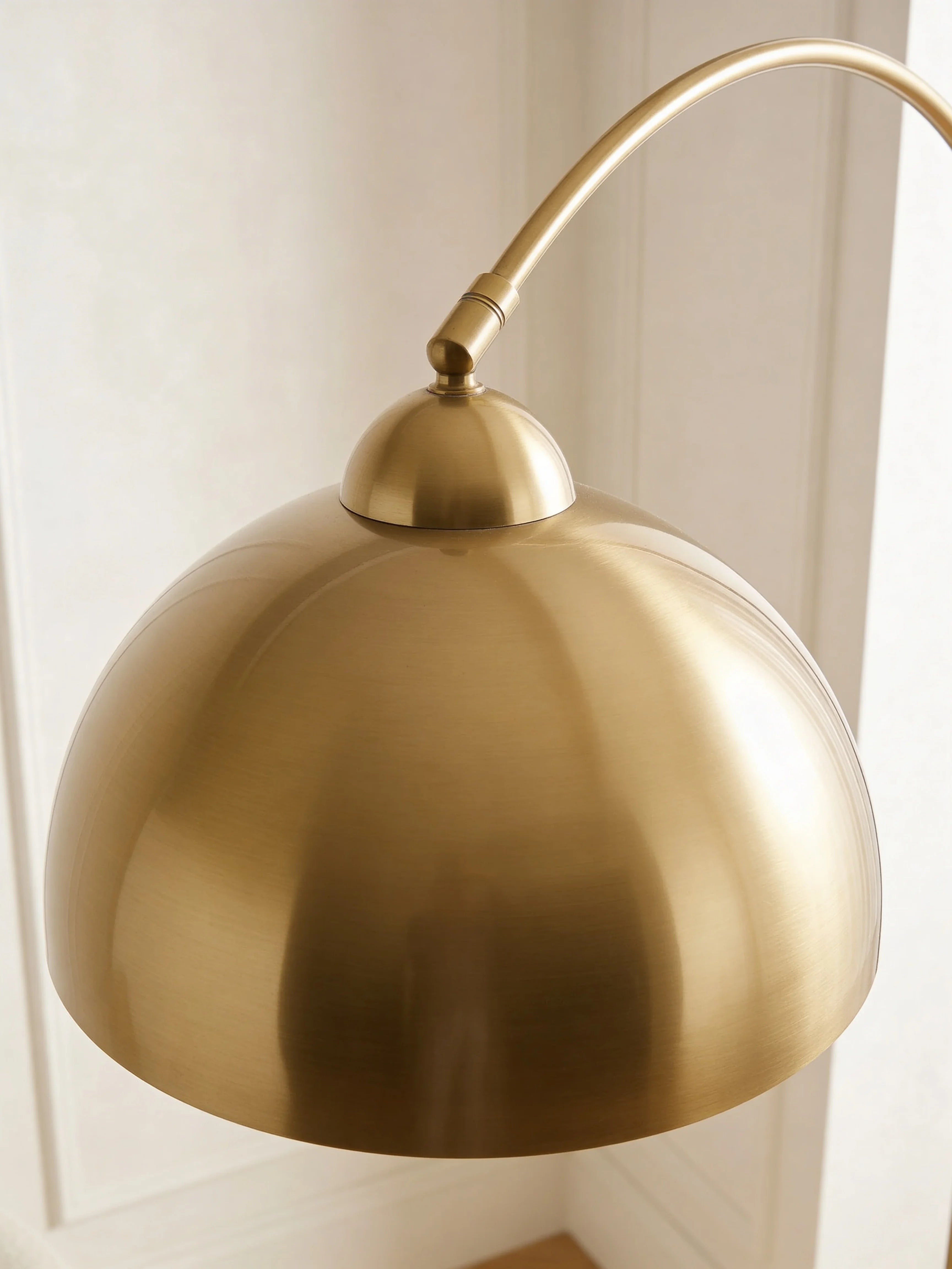 Anzar Gold Arc Floor Lamp with Side Table