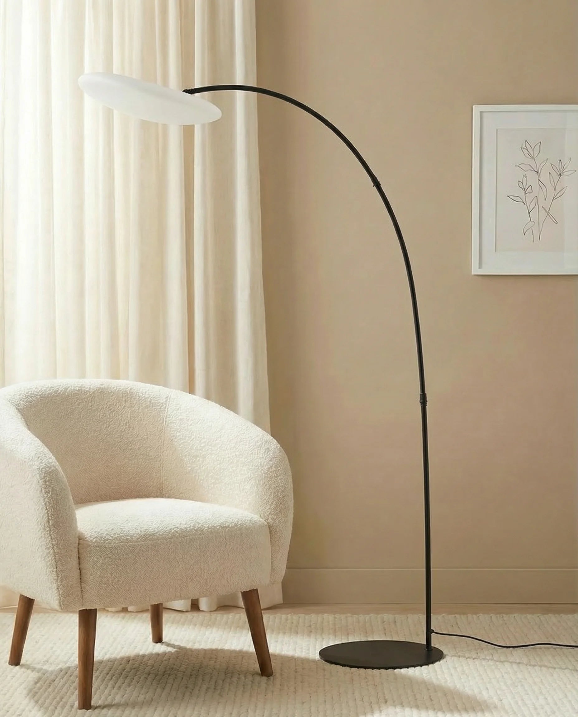 Arco Black & White Fishing Rod Floor Lamp