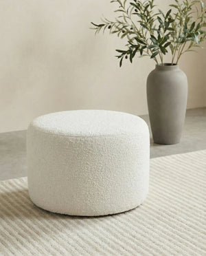 Aria soft round modern pouf in a Dubai living room