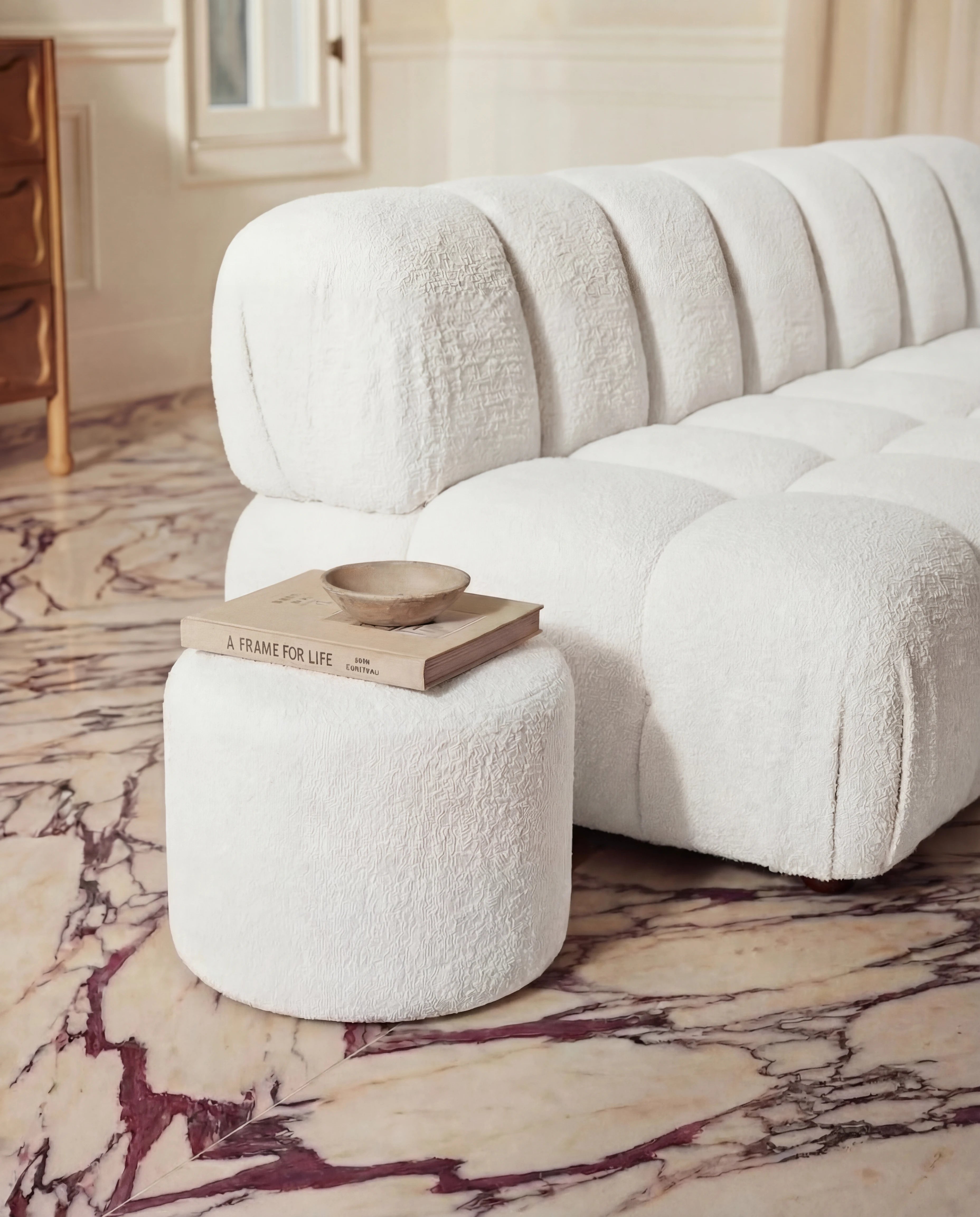 Aria Soft Round Modern Pouf