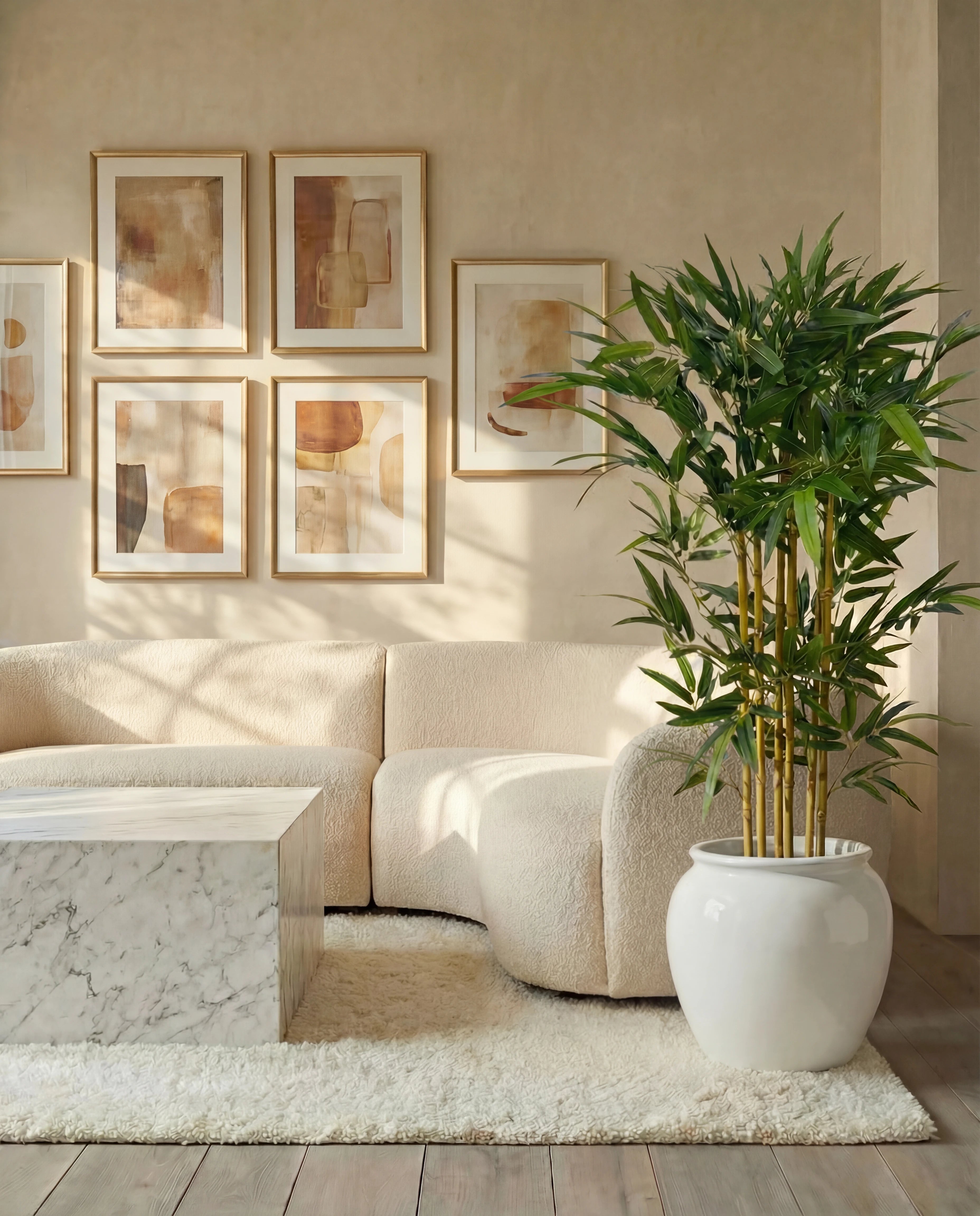 Pale-stem Bambusa bamboo artificial plant, full view